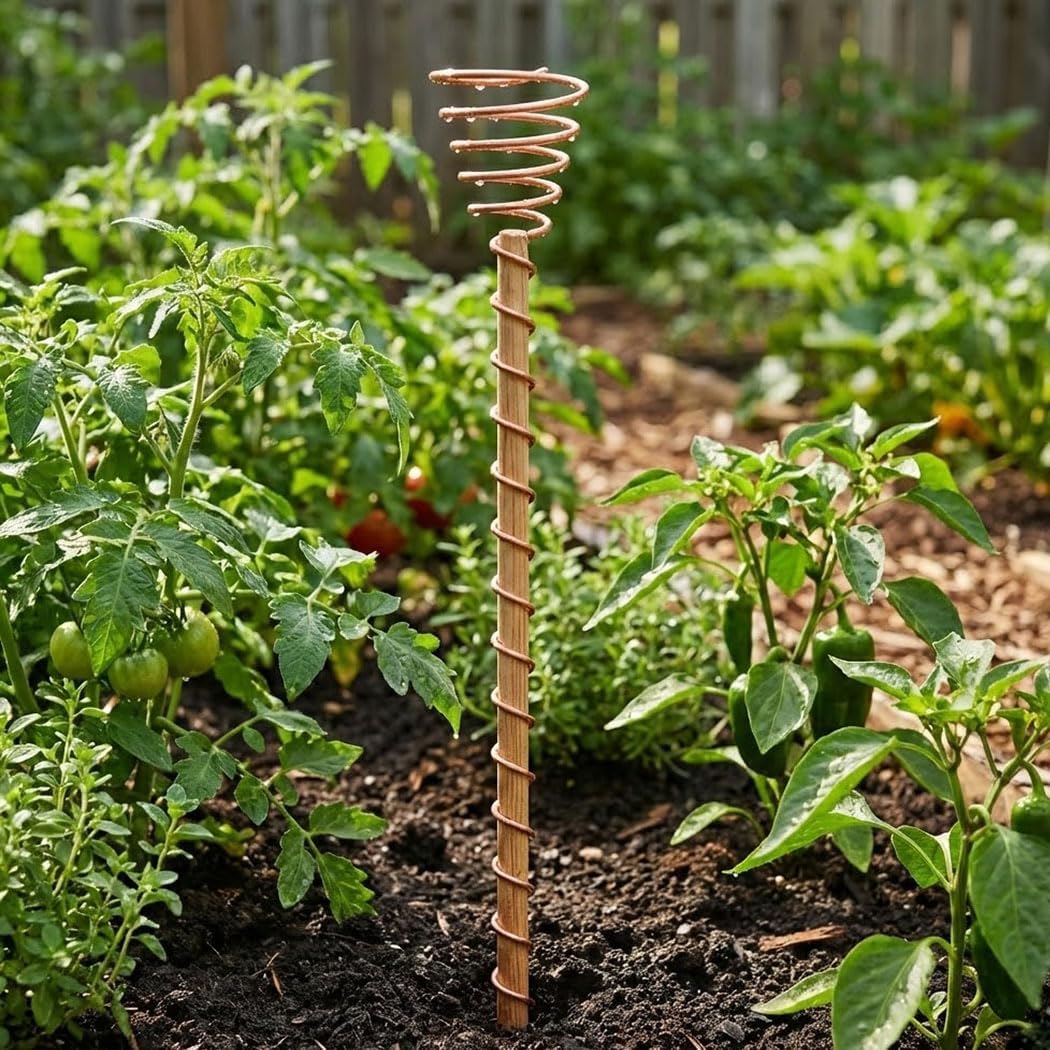 WFIST 24 Pack Electroculture Plant Stakes, Electroculture Copper Gardening Antennas, High-Efficiency Electroculture Gardening Copper Coil for Enhanced Growth, Eco-Friendly Garden Solution (15.8")