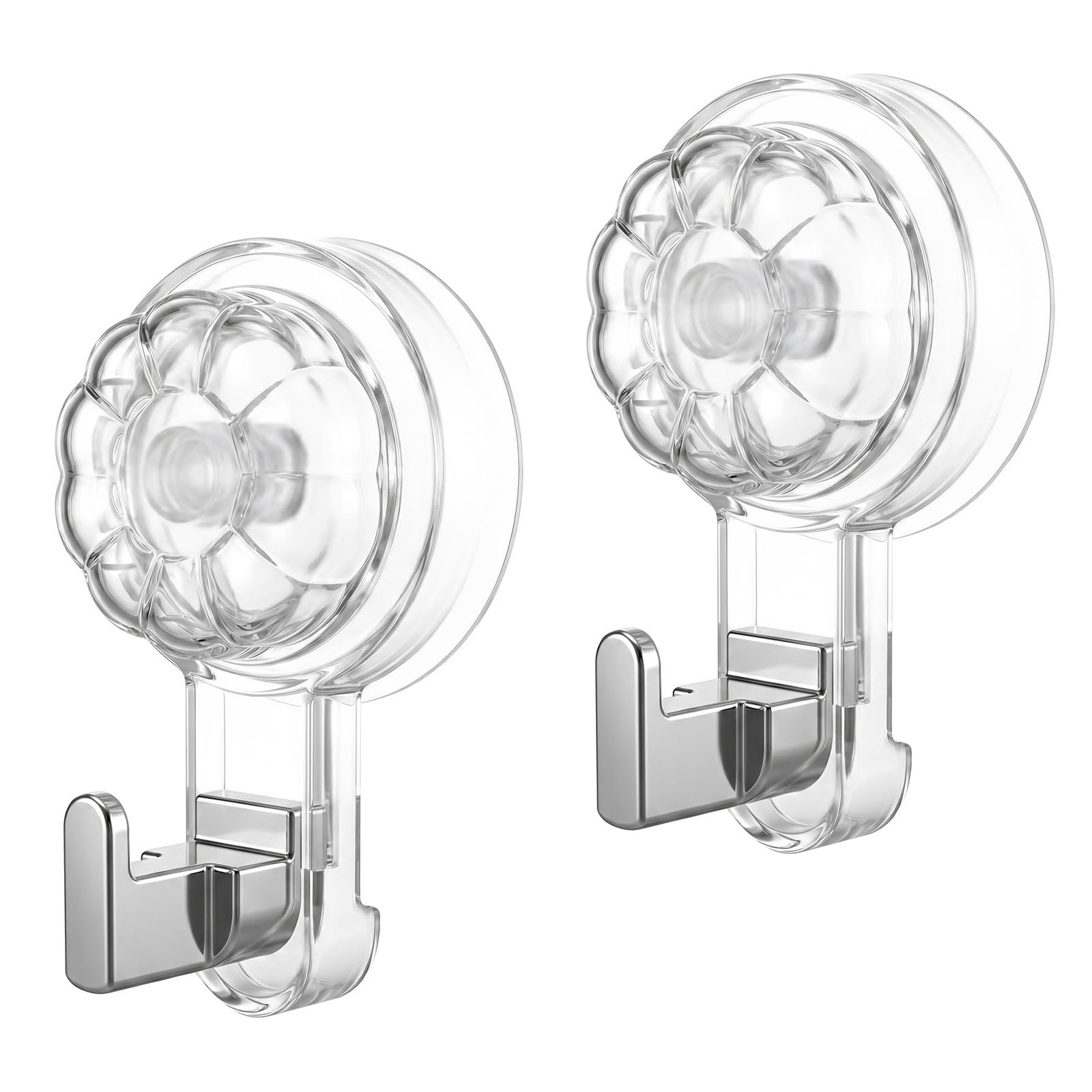 Naapesi 2 Pezzi Ganci a Ventosa Forti, Ganci Ventose Sottovuoto Potenti, Ganci a Ventosa Riutilizzabile Impermeabile Trasparente Rimovibile Ventose con Gancio, per Bagno, Cucina, Vetro, Finestra