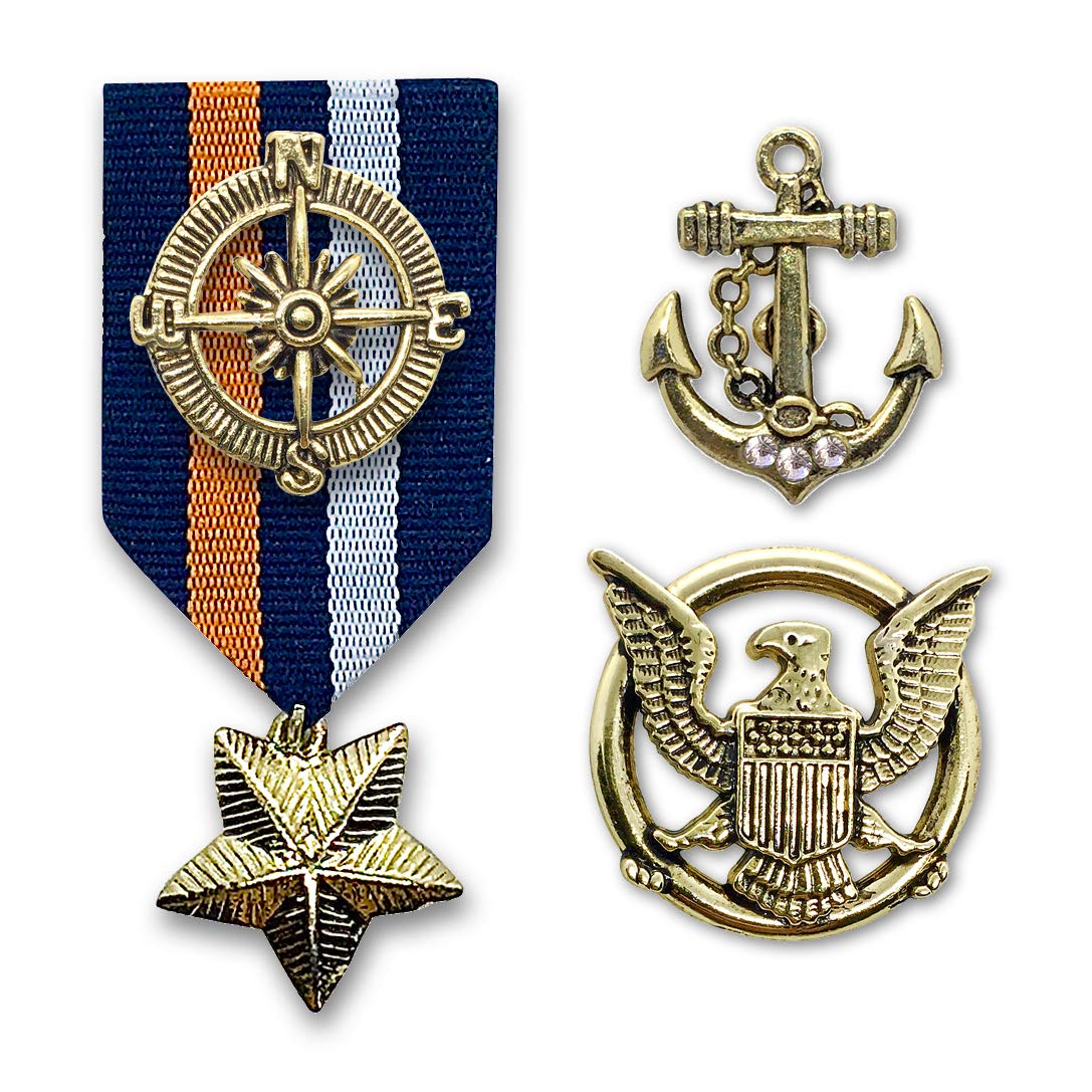 FURE Fabric & Metal Combo of Compass, Anchor & Eagle Button Badge Brooch (Antic Golden) for Men & Women (B089S1Q21J) Amazon Price History, Amazon Price Tracker