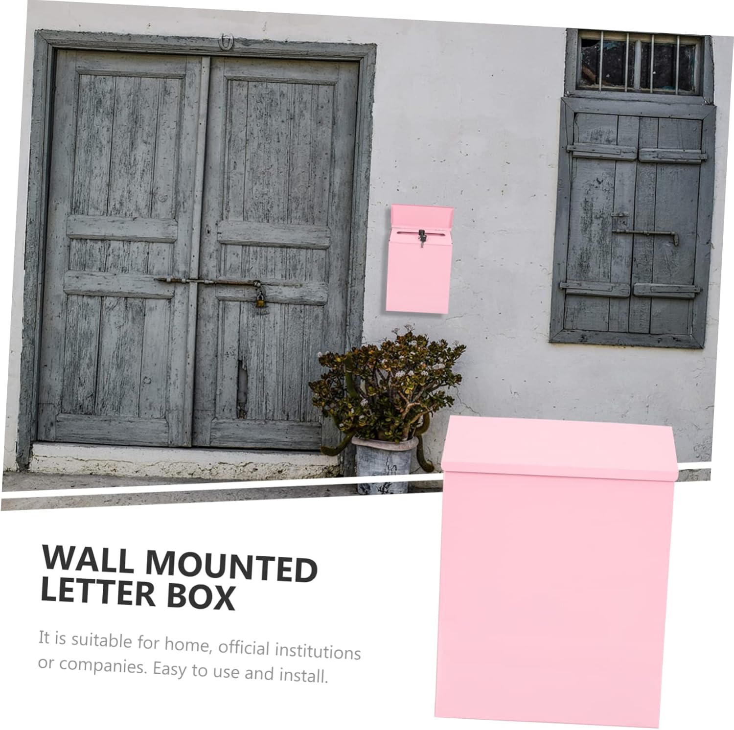 DOITOOL Tin Mailbox Wall Mount Mailboxes Office Wall Mount Post Boxes ed Waterproof with Lock Residential Drop Lock Key for Pink Iron