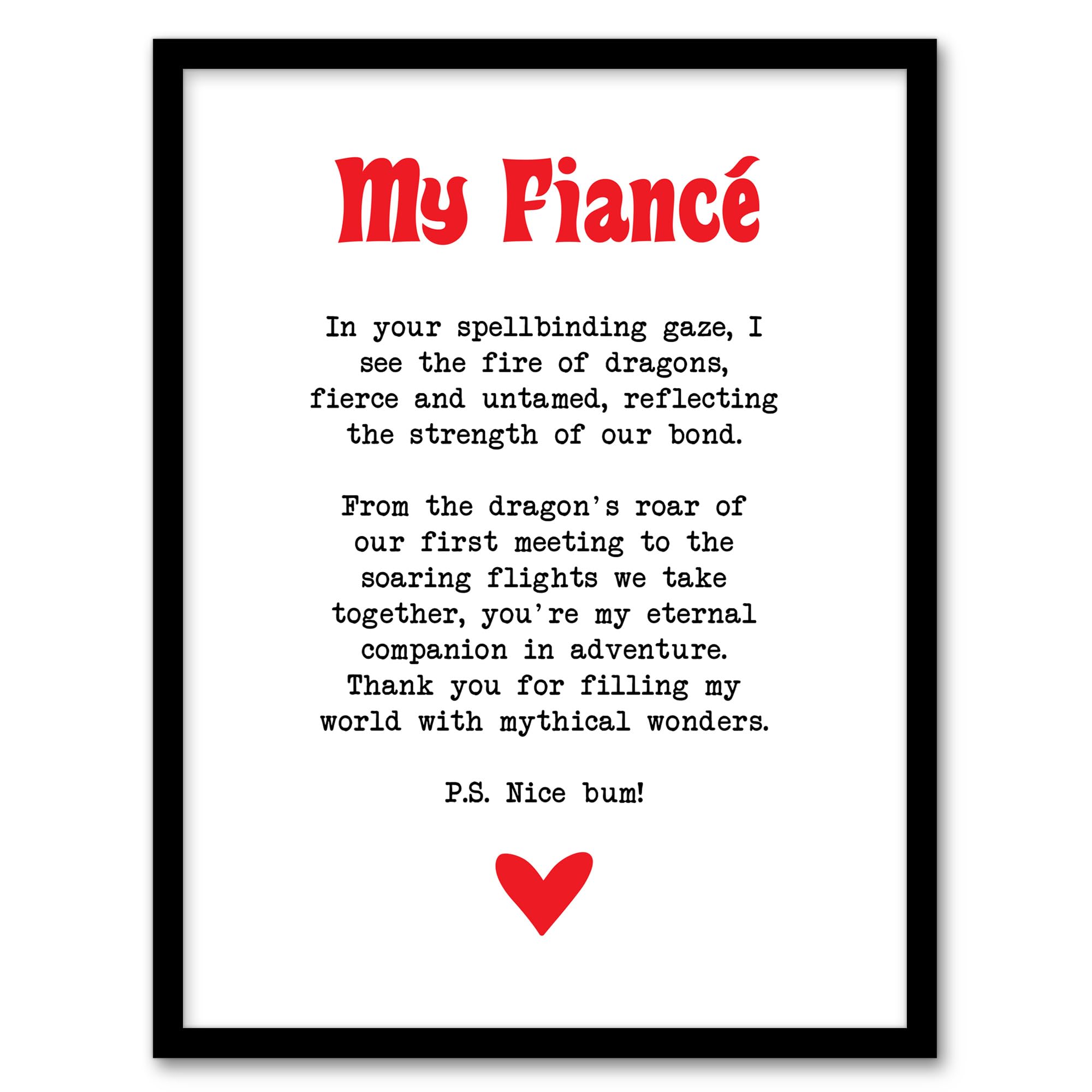 Artery8 Love Poem Role Play Game Nerd Fiancé Romantic Bedroom Artwork Framed Wall Art Print A4