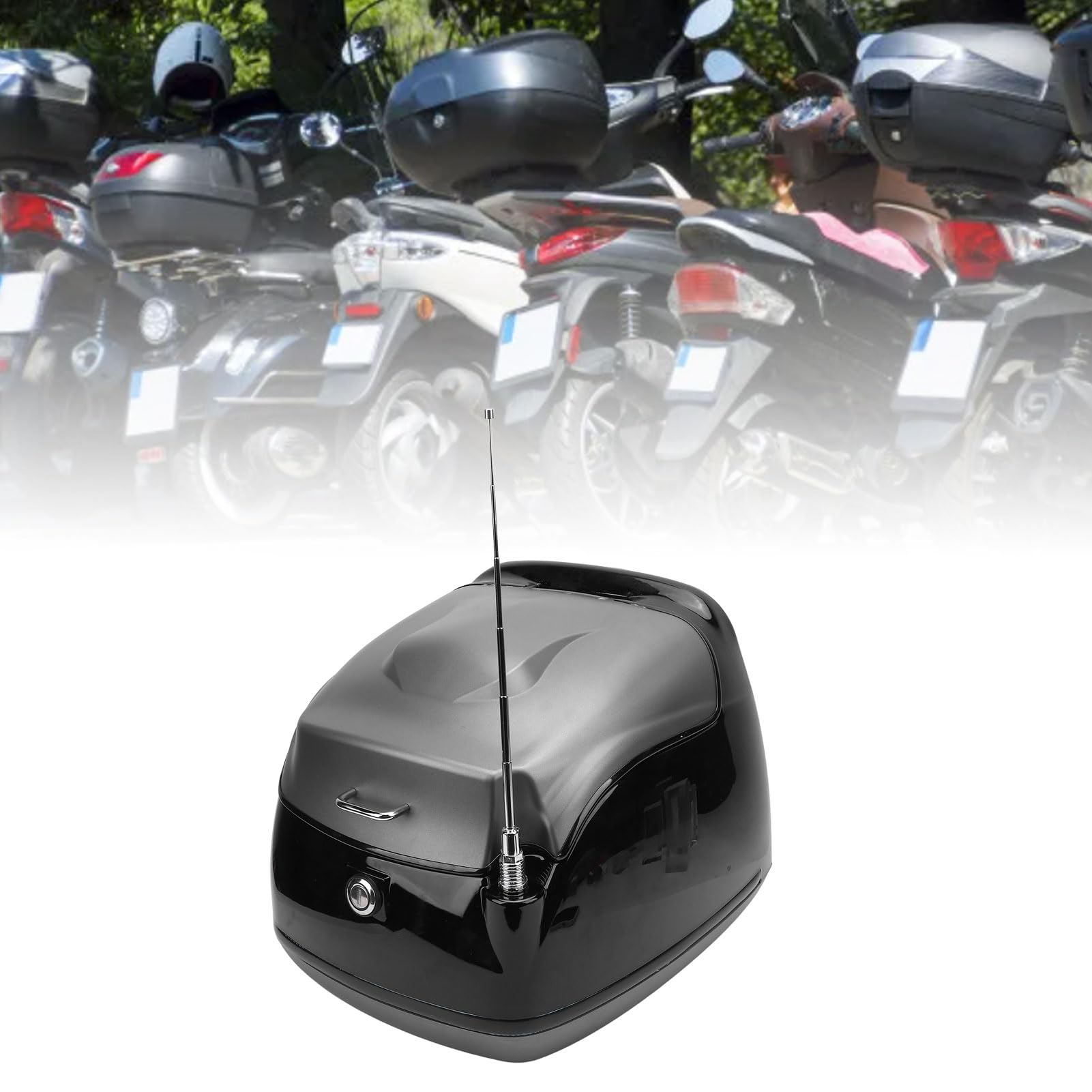 Motorcycle Top Case Retro Style Eau 38L Boîte de Coffre de Stockage de Grande capacité pour Les Scooters Motos électriques Bikes ABS Matériau (Ti Or)