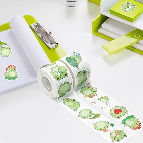 Miniatura 10 de Rollos de calcomanías de frutas de verano, 1000 unidades (2 rollos) lindo verano fruta feliz impermeable calcomanías reutilizables libro sonrisa