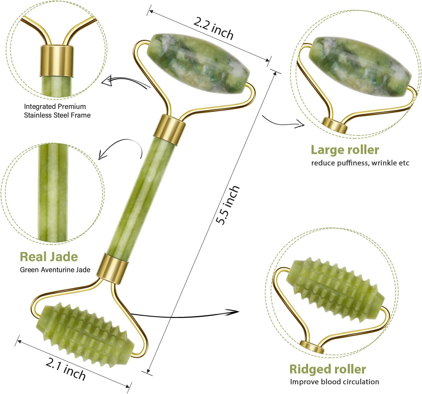 4 Pack Jade Roller Facial Ridged Roller Kits Skin Roller with 2 Pieces Gua Sha Scraping Massage Tools Anti Aging and Wrinkles for Face, Eye, Neck, Body for Lymphatic Massage (Style B)