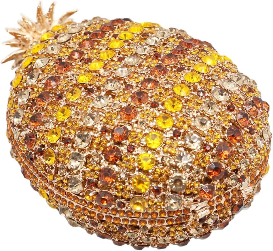 Women Diamond Pineapple Evening Bag Dazzle Fruit Shaped Rhinestone Clutch Novelty Crystal Handbag for Party Prom