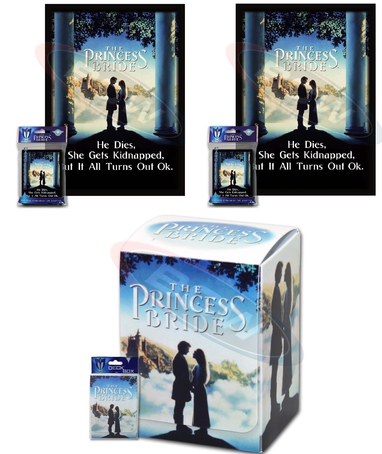 100 PRINCESS BRIDE Deck Protectors Max Protect GLOSS Sleeves 2-Packs + Deck BOX- Standard Magic the Gathering Size "He dies, she gets kidnapped, but it all turns out okay." ...