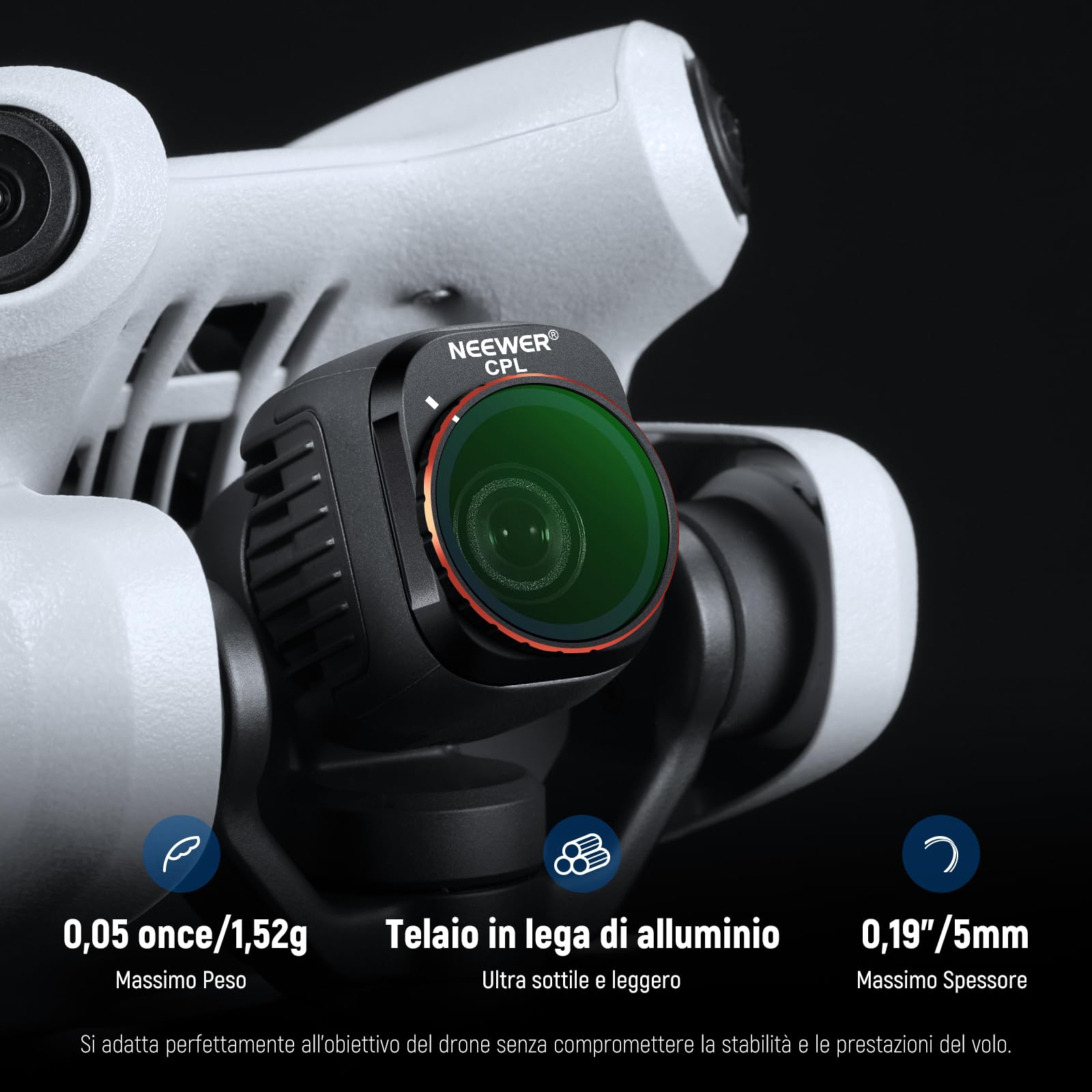 Neewer Set di filtri ND variabili compatibili con DJI Mini 4 Pro, confezione da 4 filtri ND2-ND32 (1-5 stop)/ND64-ND512 (6-9 stop) Limited VND/CPL/UV, vetro ottico HD multistrato/telaio in alluminio