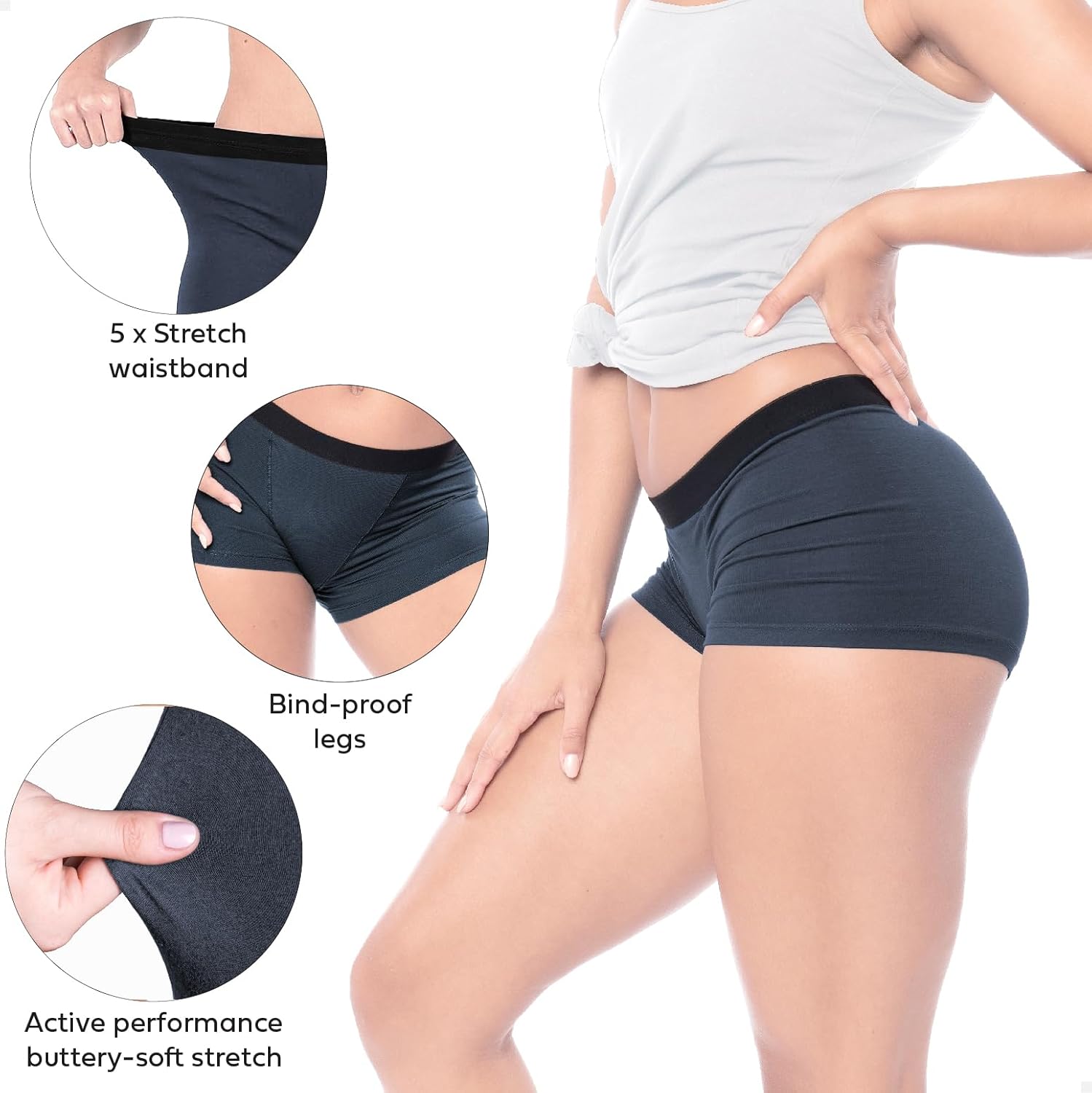 Sexy Basics Women's Boy Short Boxer Briefs | Ultra Soft | Boyleg Trunks | Multi Pack Colors - Image 2