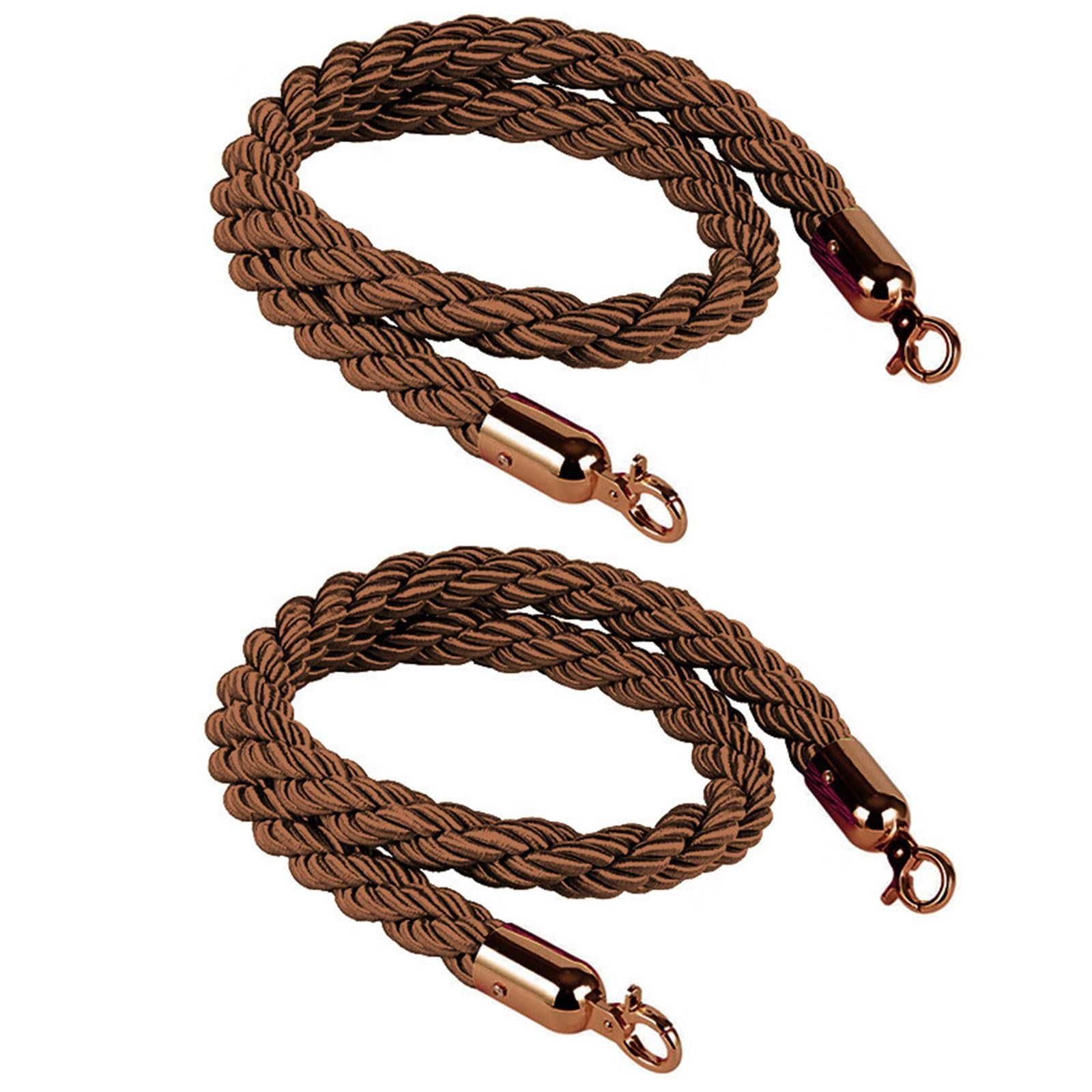Awudaeemz Brown Braided Stanchion Rope, Braided Hemp Rope Barrier 2-13Ft,2Pcs Barrier Ropes(1.8M/6Ft)