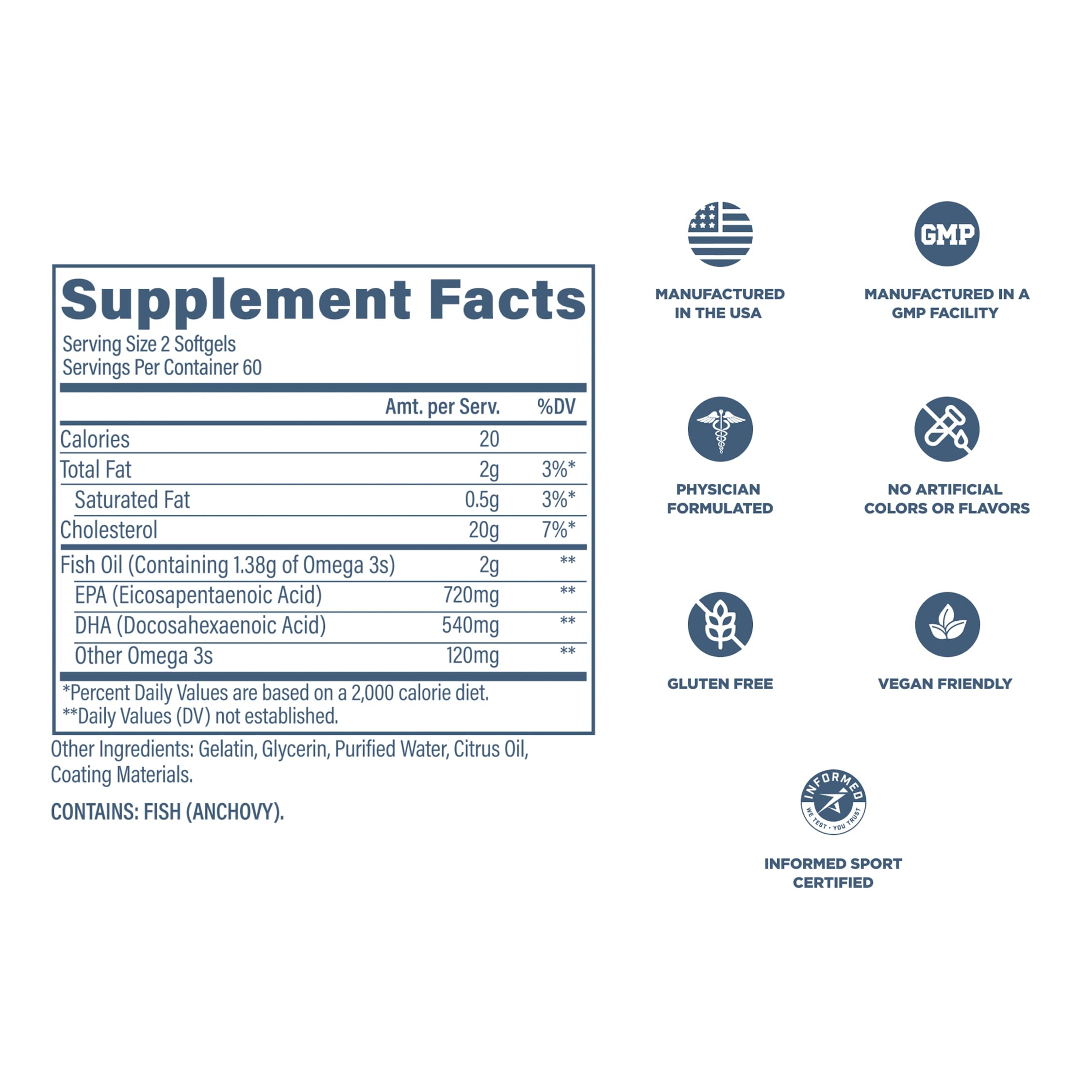 Revive MD Omega 3 Fish Oil Supplements for Men & Women – Softgels with EPA & DHA Fatty Acids for Healthy Skin & Joints, Heart & Brain Support – Vegan-Friendly, Gluten-Free (120 Softgels, 60 Servings) — Amazon image 6