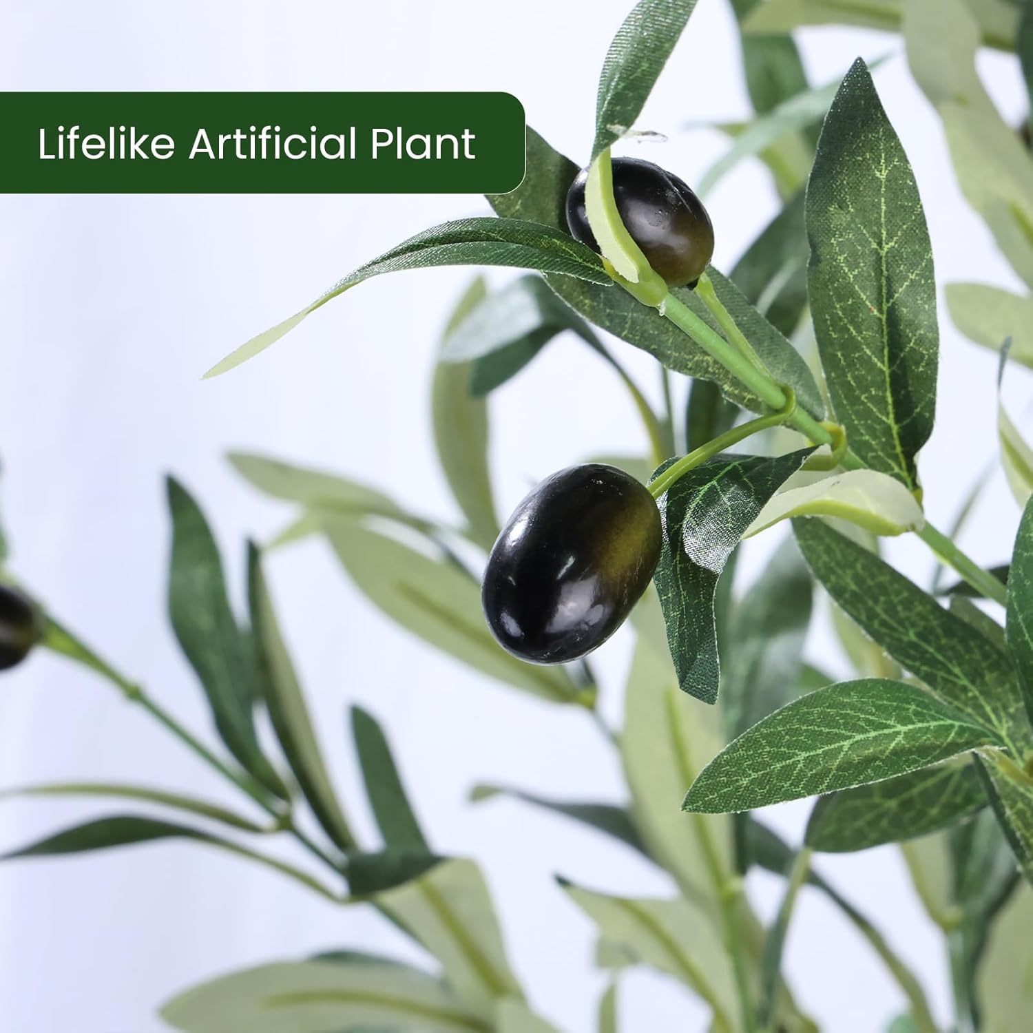 Fake Olive Tree, 5FT Tall Artificial Olive Trees 60in Faux Silk Plant with Trunk and Realistic 536 Leaves and 20 Fruits for Modern Office Home Decor Indoor（1pack）