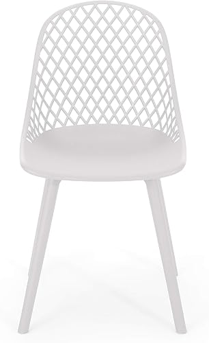 Miniatura 4 de Delora Silla de comedor moderna para exteriores (juego de 2), color blanco