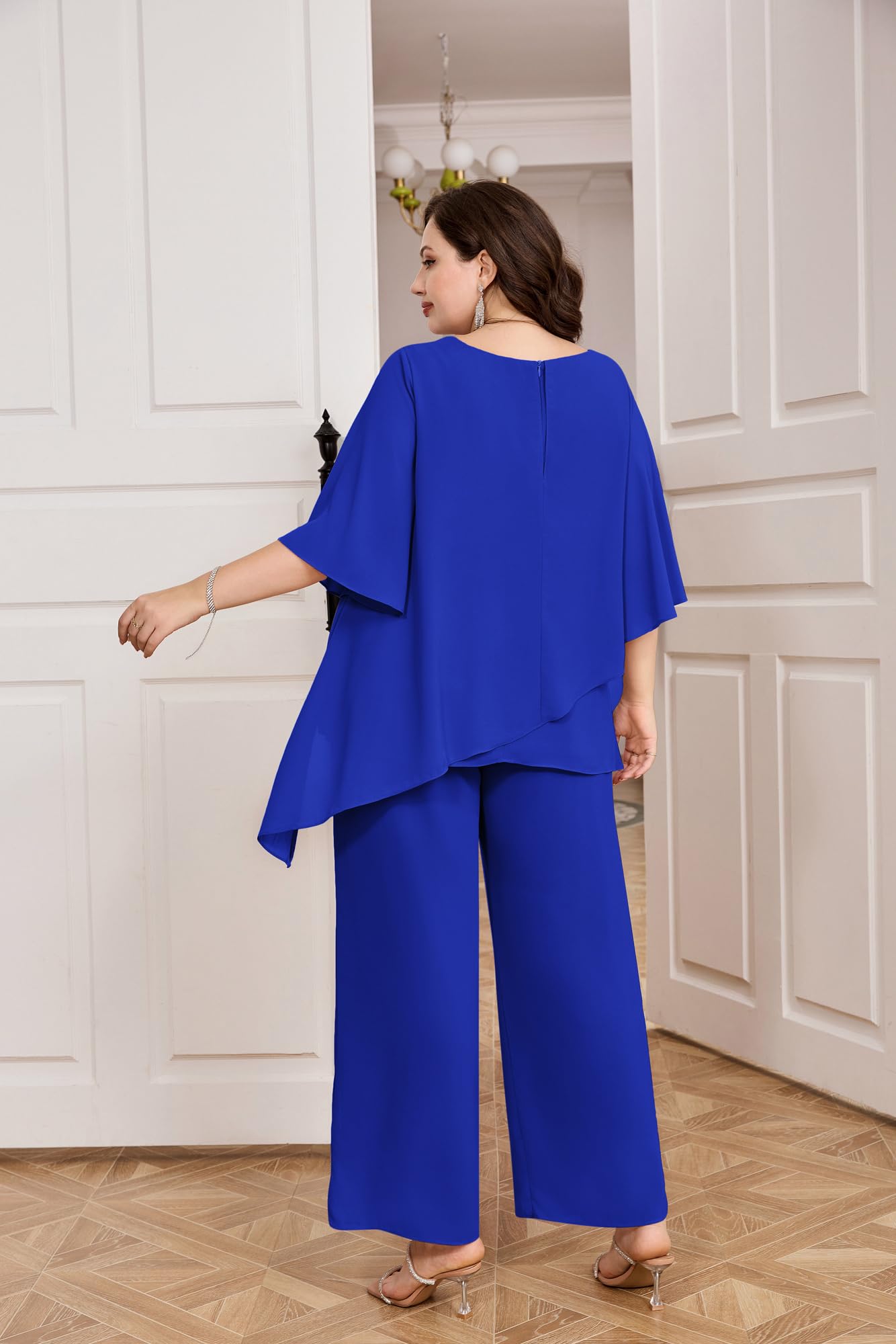 Hanna Nikole 2-teiliges Chiffon-Set für die Brautmutter in Übergröße, Rüschenschichten, Hochzeitsgäste-Outfit