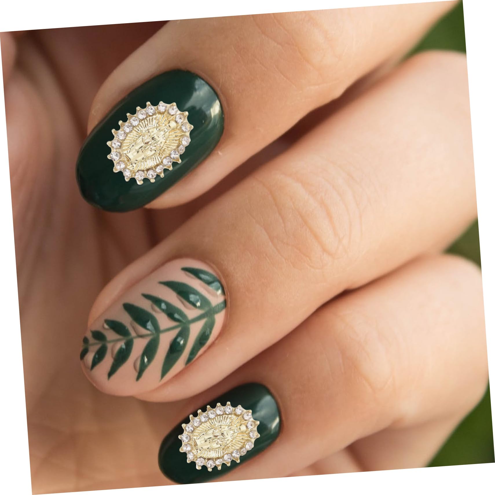 FRCOLOR 100 piezas joyas con de uñas colgantes para uñas colgante de uñas de cristal colgante de metal adorno de Buda clavo de daño pegatina aleación de Jesús
