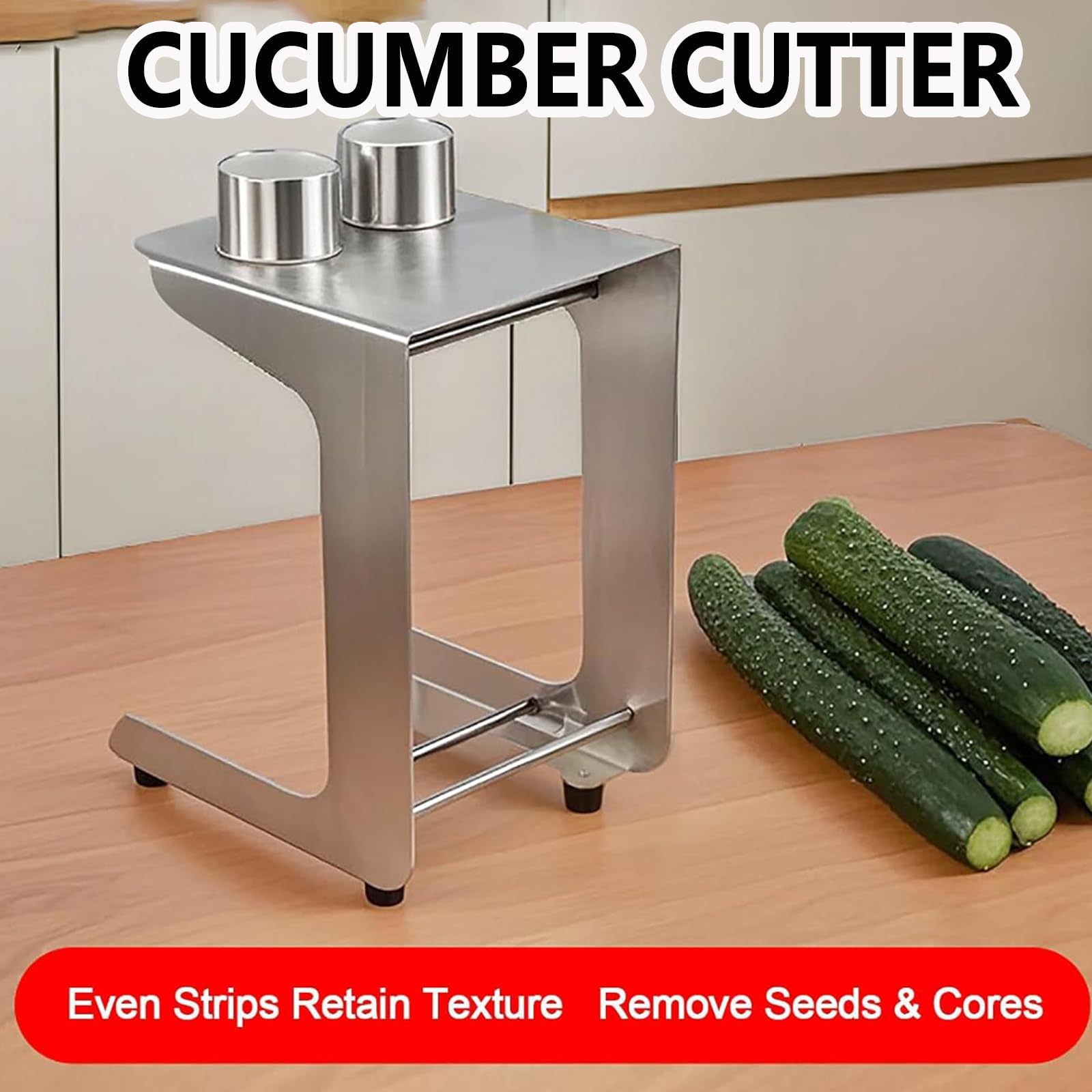 Cortador manual de pepino de acero inoxidable, herramienta de corte de zanahoria con 8 + 10 tiras de cuchillas, corte rápido 10 piezas/minuto para hacer sushi y preparación de ensaladas, esencial para