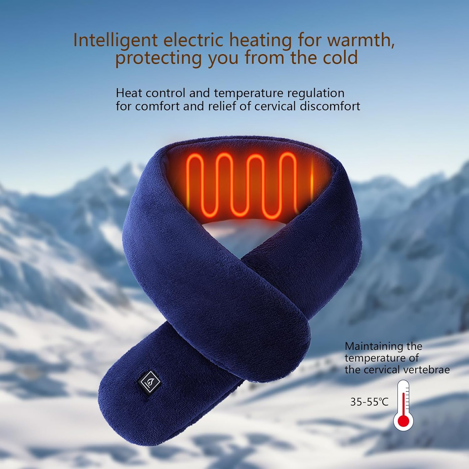 Heated Scarf for Men Women-3 Heating Levels Portable Electric Rechargeable Neck Heated Wrap Warmer Pad for Winter