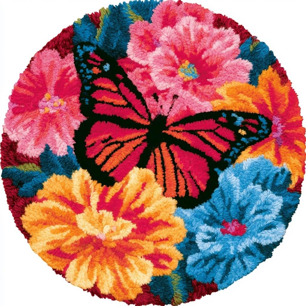 AMBATTERY Latch Hook Rug Kit Latch Hook Kits,Butterflies and Flowers
