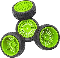 Vista 2 de OD2.75 pulgadas de nailon 0.472 in hexagonal llantas y neumáticos de goma compatibles con HSP Tamiya HPI Traxxas 1/10 1/12 On-Road Car, WLtoys Verde