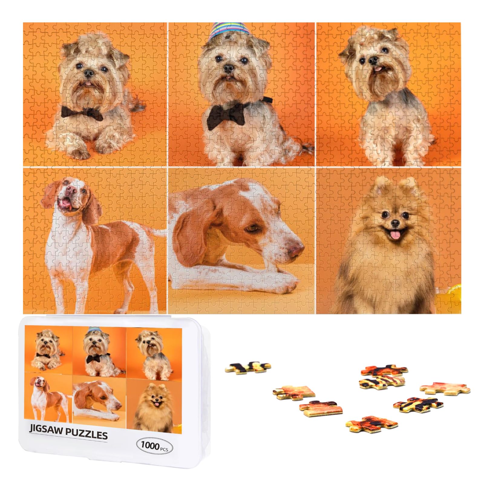 YIJIUWKIS Custom Puzzles with Your 1 to 10 Photos, Text 300, 500, 1000 Pieces Personalised Jigsaw Puzzle Wooden Customised Picture Puzzle Birthday, Wedding, Festivals for Women Men, 1000pcs, 6 Images