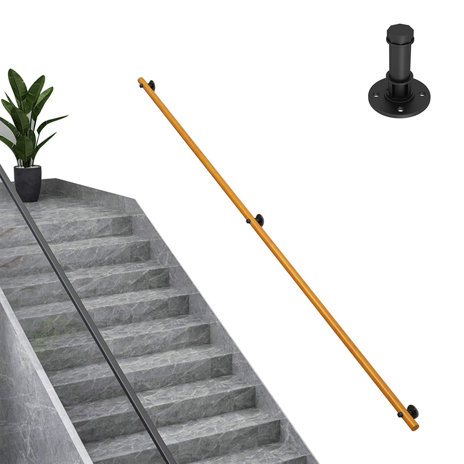Rampe intérieure en bois de 350cm pour escalier tubulaire de maison