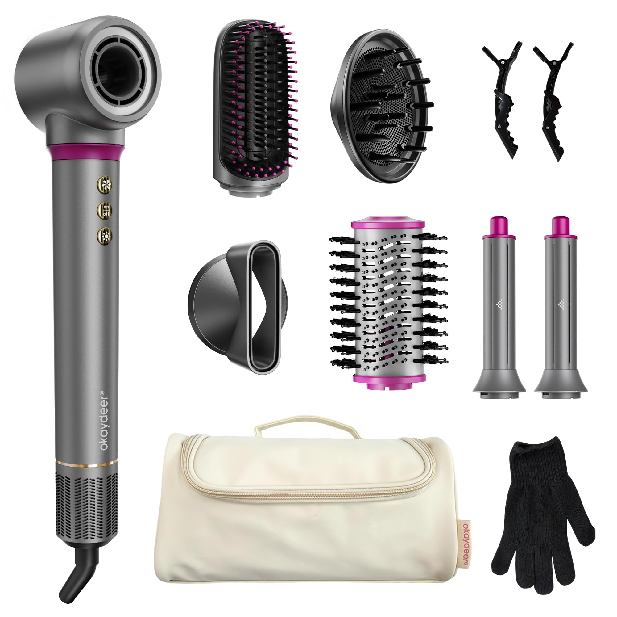 7 en 1 Secador Pelo Profesional Modelador De Cabello, Rizador Pelo Ondas, Cepillo Alisador Pelo, Difusor Pelo Rizado, Cepillo Secador De Pelo, Cuidado Capilar Suave, Apto Para Todo Tipo De Cabello
