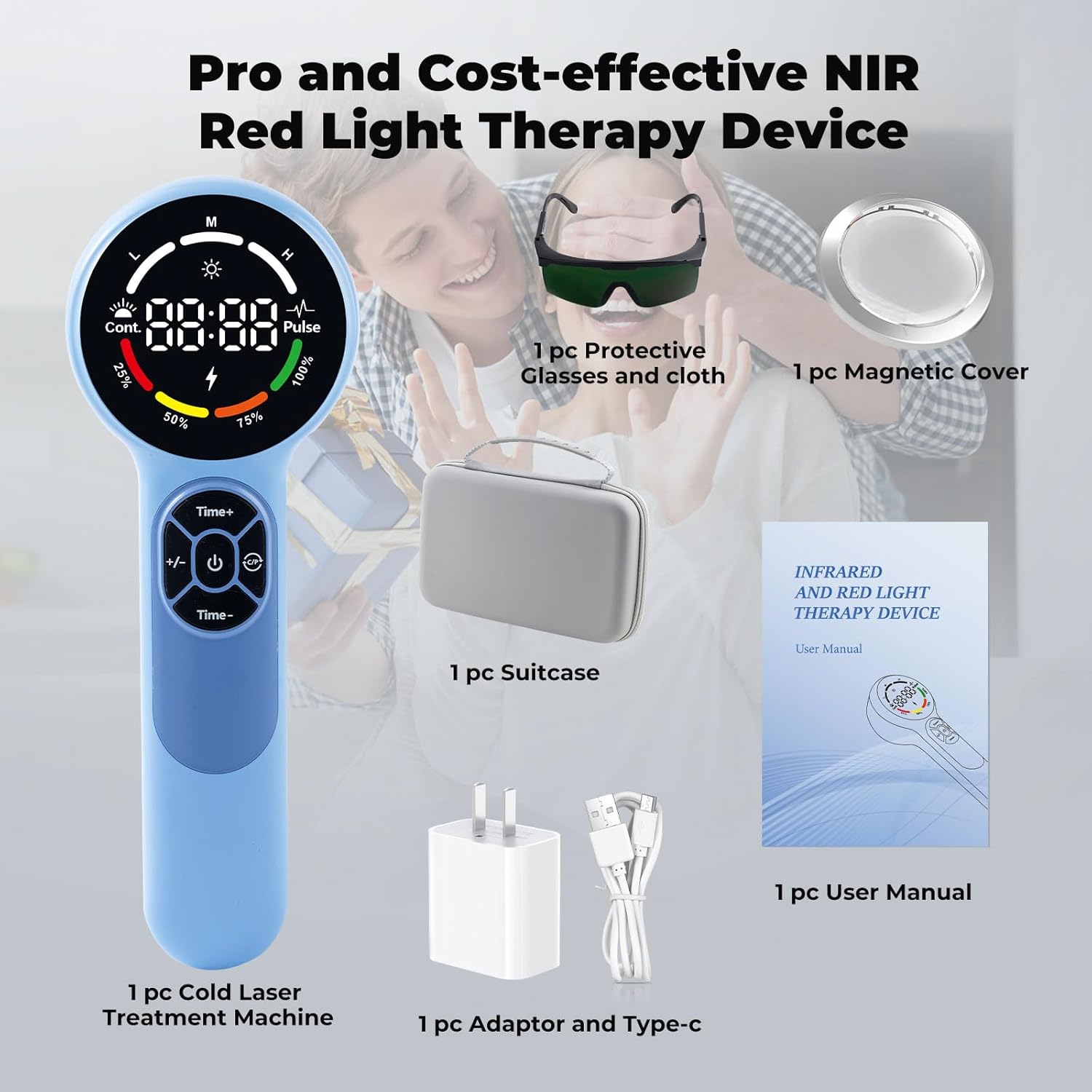 24 Diodes Cold Laser Therapy Device for Dog, 5200mAh 8 * 808nm & 16 * 650nm Handheld Infrared Red Light Laser Therapy with Protective Magnetic Cover, LLLT Pet Cat Treatment Device for Pain Relief