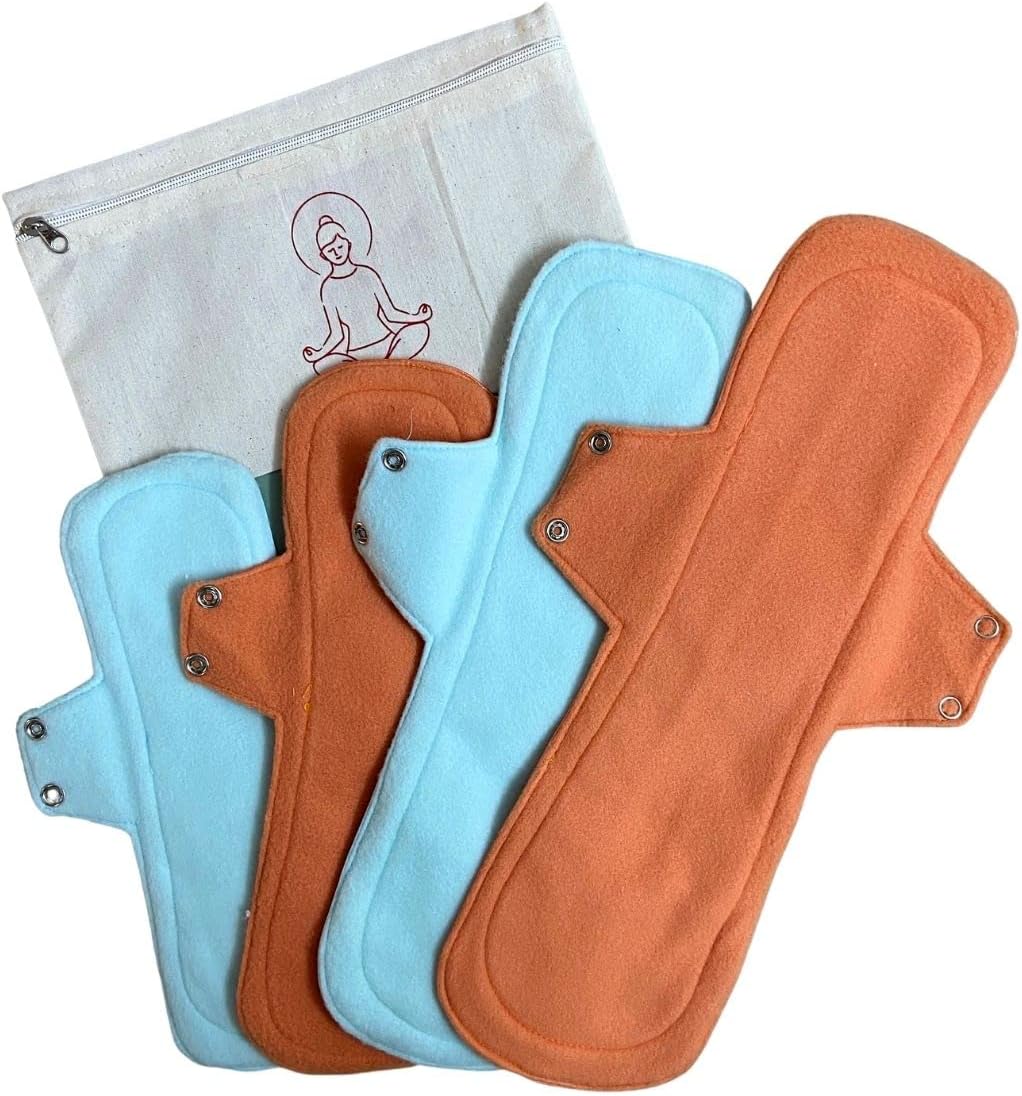 Avni - Fluff Reusable Cloth Pads, Pack of 4, XXXL (36 cm) | Antimicrobial Washable Cloth Sanitary Pad | With Cloth Storage Pouch