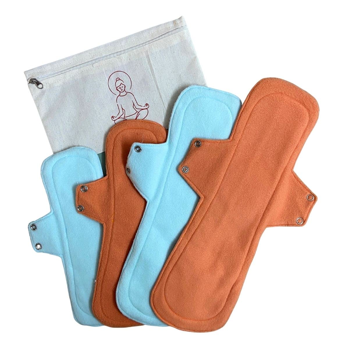 Avni - Fluff Reusable Cloth Pads, Pack of 4, XXXL (36 cm) | Antimicrobial Washable Cloth Sanitary Pad | With Cloth Storage Pouch