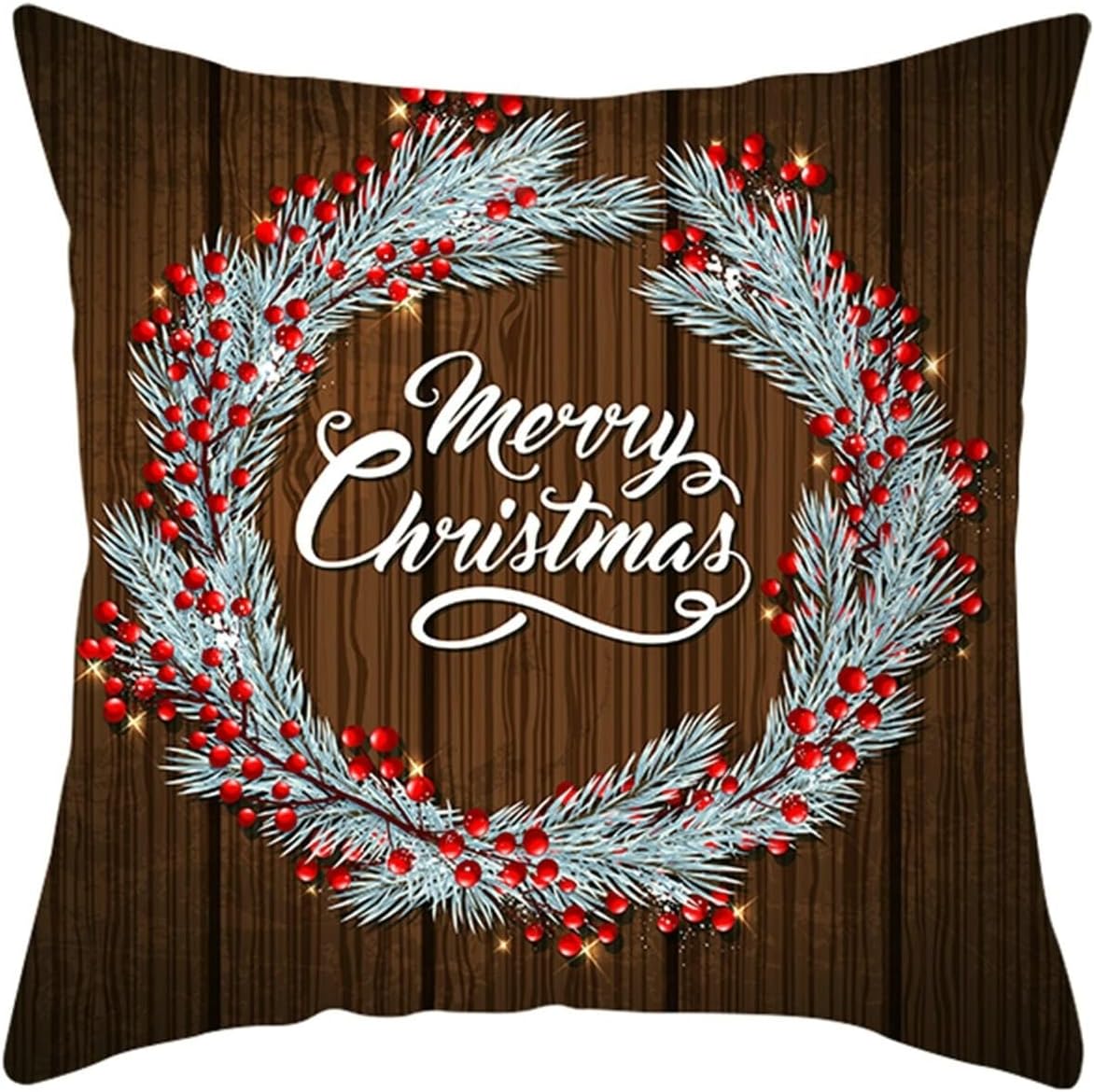 AMDXD Polyester Pillow Case 40 x 40 cm Merry Christmas and Happy New Year Brown Silver