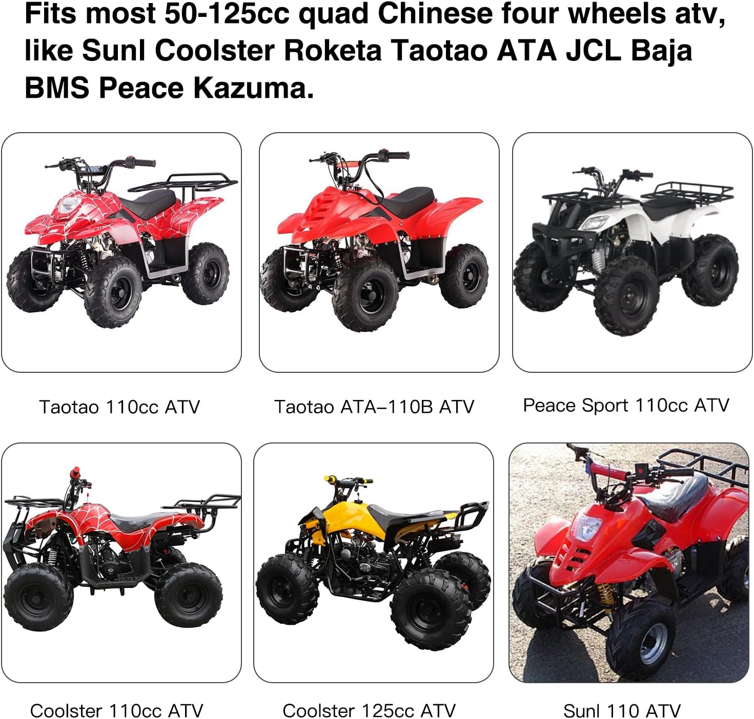 YOXUFA Metal Gas Fuel Tank Cap for 110cc 125cc 50cc 70cc 90cc ATV Coolster Taotao ATA-110B Chinese Quad 4 Wheeler PeaceSport Roketa Kazuma BMS Yamoto Baja Sunl Lawnmower Buyang Parts