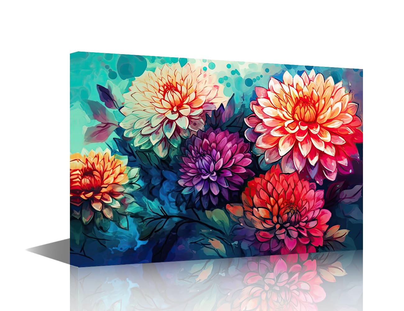 TISHIRON Blossom Wall Decor for Bedroom Living Room Blooming Flower Wall Art Paintings Botanical Pictures Canvas Modern Artwork Home Decorations Office Framed Ready to Hang - 24x16in