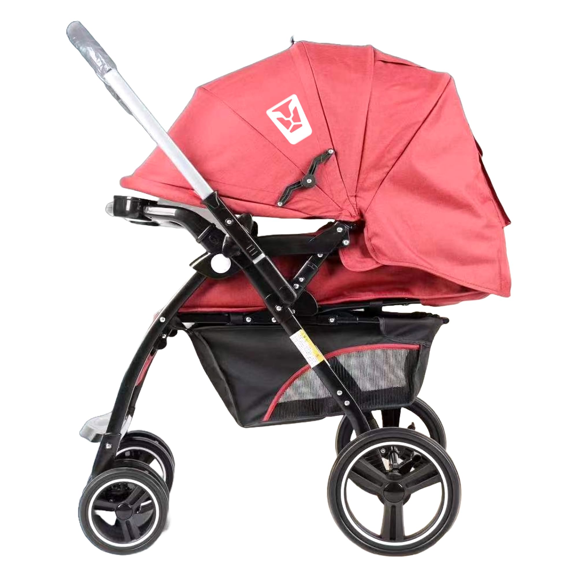 Leotoon Stroll N Roll Stroller | Reversible Handle | 3 Levels Reclining | 3 Point Harness | XL Storage Baskets | Heavy Duty 6 Wheels | One-Hand Folding | Dining Tray & Bottle Holder| Adjustable Footrest | Cushioned Seat | (Red) (6-36 Months)-image-40