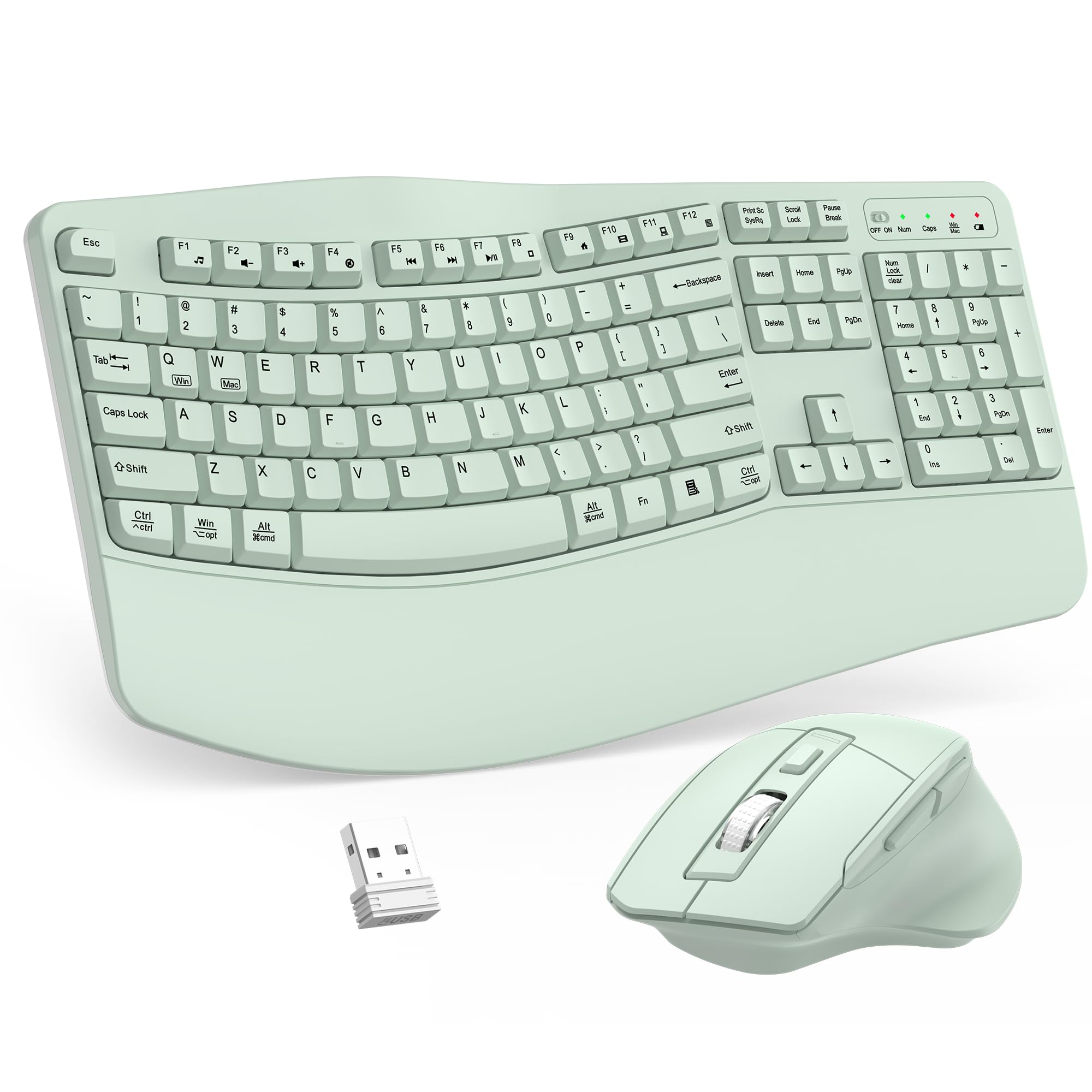Photo 1 of ULSOU Wireless Keyboard and Mouse Combo, Ergonomic Wave Key