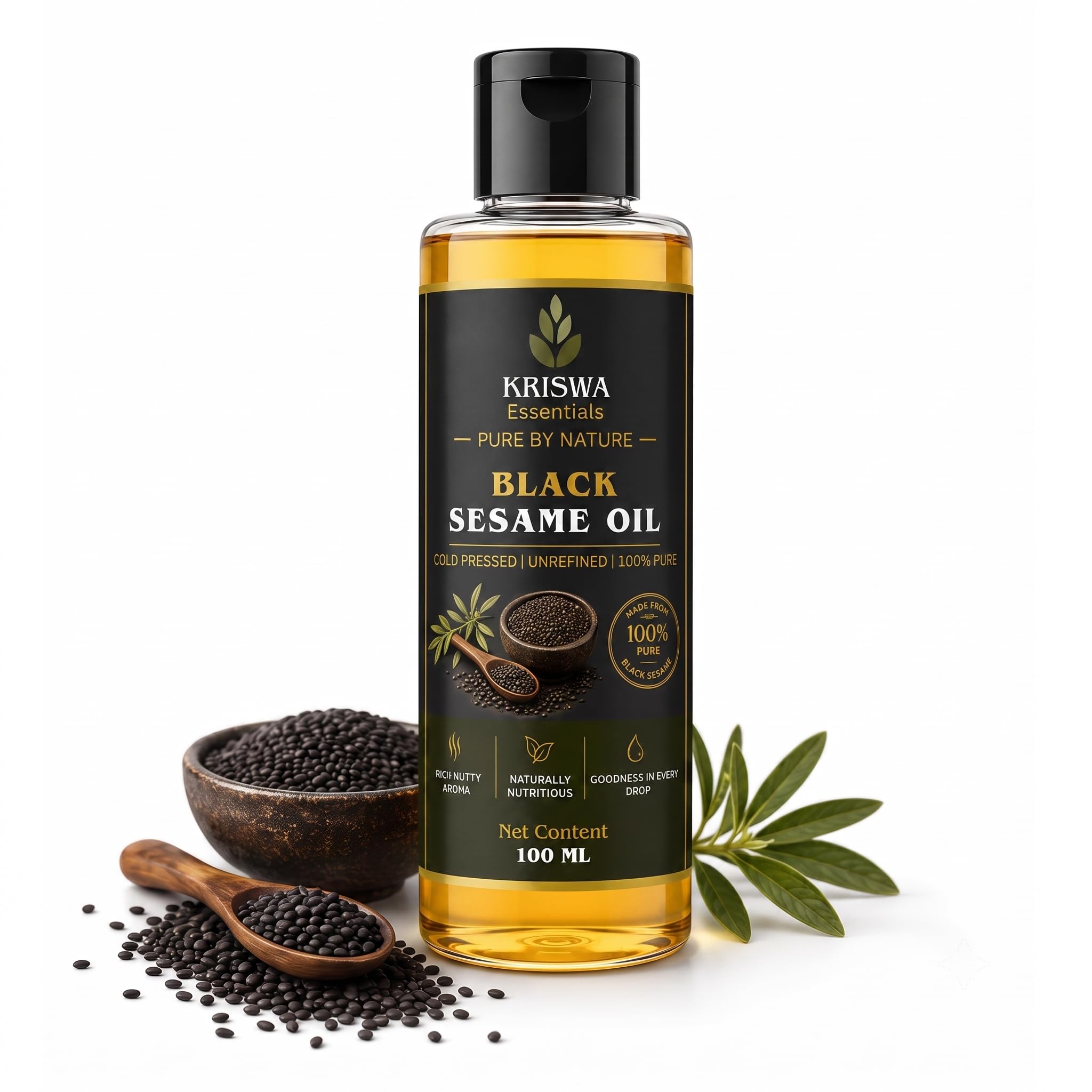 100% Natural Black Sesame Oil (Kala Til Oil) for Hair, Skin & Body Massage | 100% Pure Cold Pressed Kachi Ghani | Nourishes Hair, Moisturizes Skin & Supports Scalp Care | 100 ml-image-25