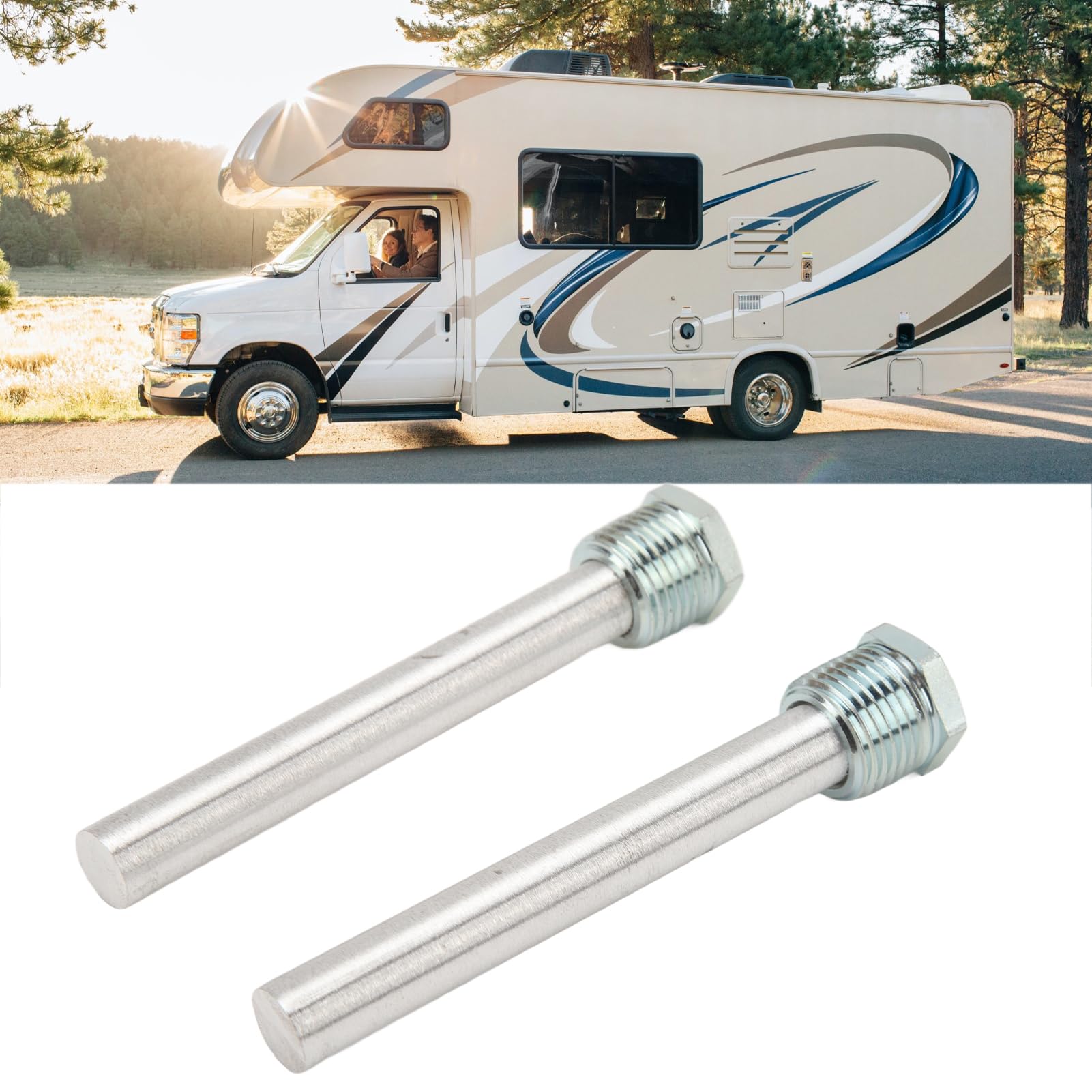 Tige D'anode Robuste et Fiable, Filetage NPT 1/2 Pouces, Capuchon en Zinc Bleu, Tige D'anode en Magnésium pour Chauffe-eau de Camping-car, 2 Pièces