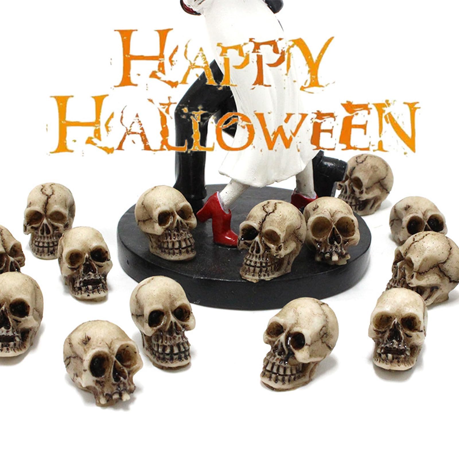 20 Pièces Mini Têtes de Squelette, Halloween Résine Tête De Crâne, Décor De Mini Crânes, pour Le Paysage Jardin en Pot décor, Carnaval, Maison Hantée, Fête d'horreur