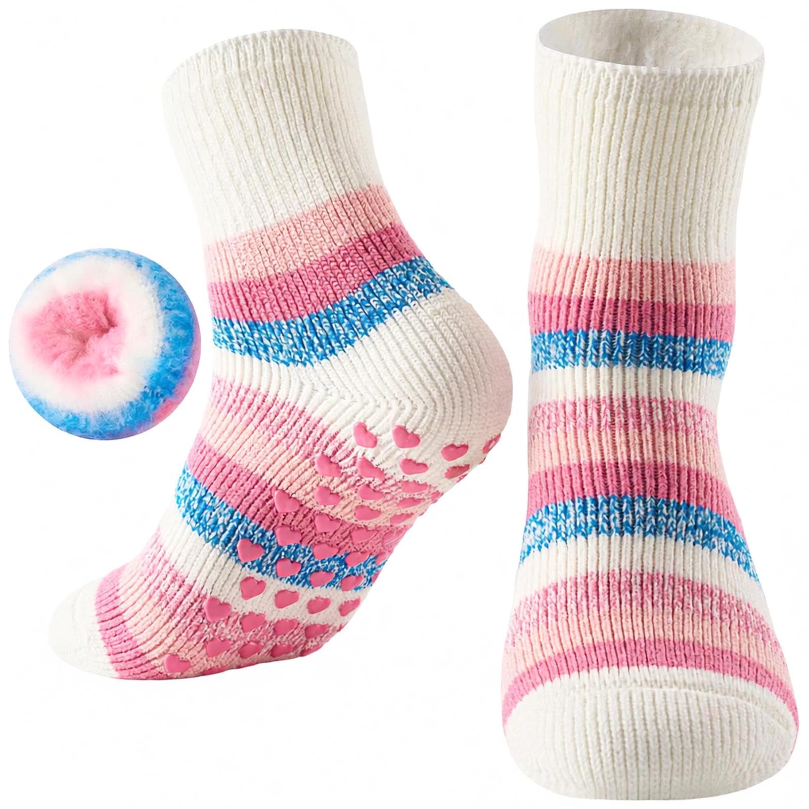 SukModen Kuschelsocken Damen，Antirutschsocken für Zuhause | Flauschige Wärmesocken mit Noppen, Stoppersocken Damen, als Geschenk für Frauen, Größe 35–42