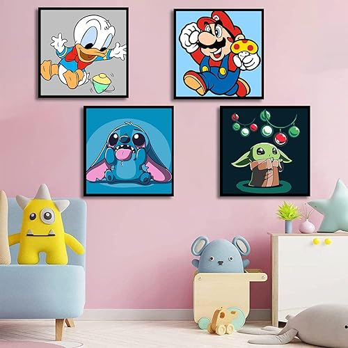 Miniatura 5 de tigdtiu Paquete de 4 pinturas por números para niños, dibujos animados, pintura por números para niños de 4 a 8 a 12 años, pintura acrílica fácil de