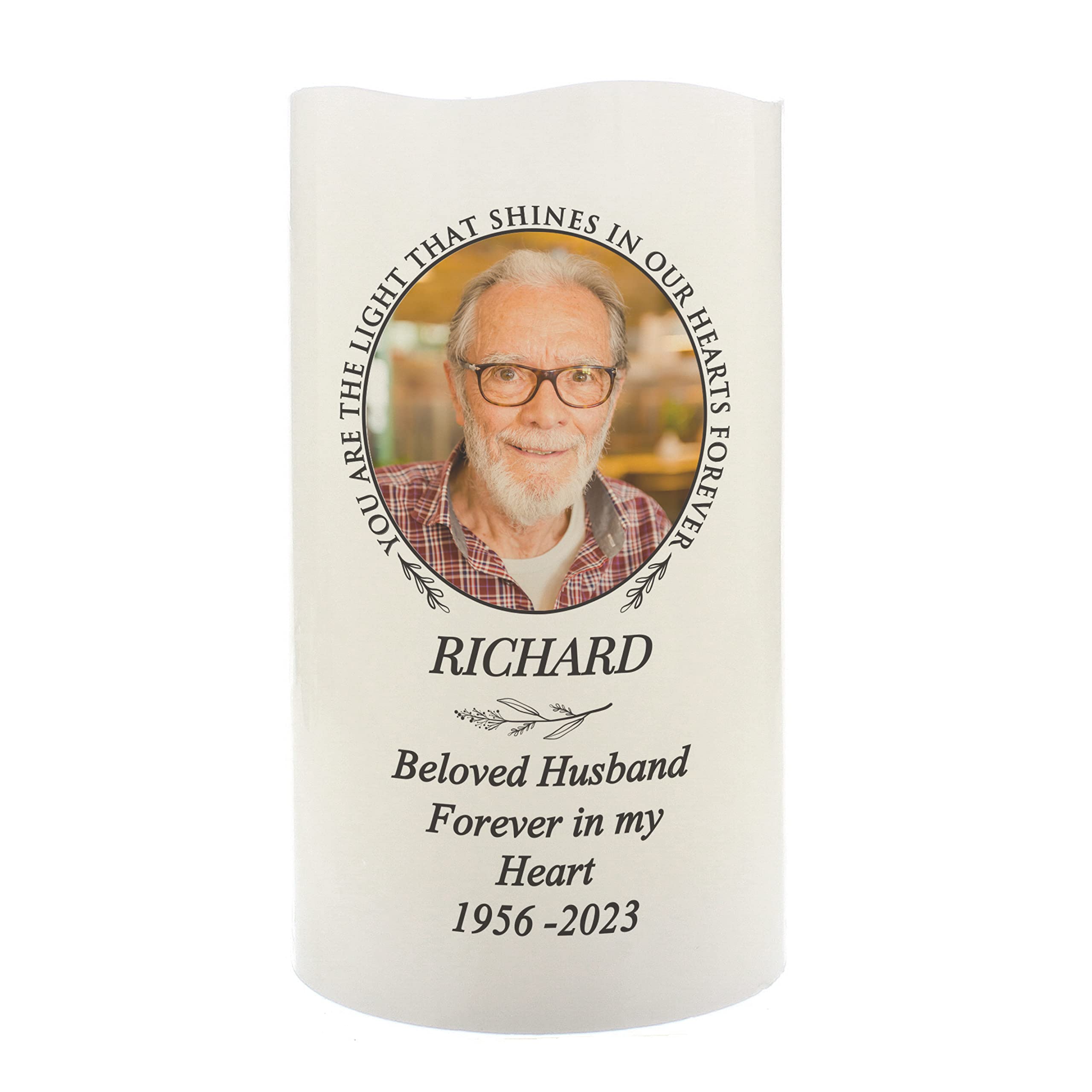 Personalised Memorial Photo Upload LED Candle Loving Memory Remembrance