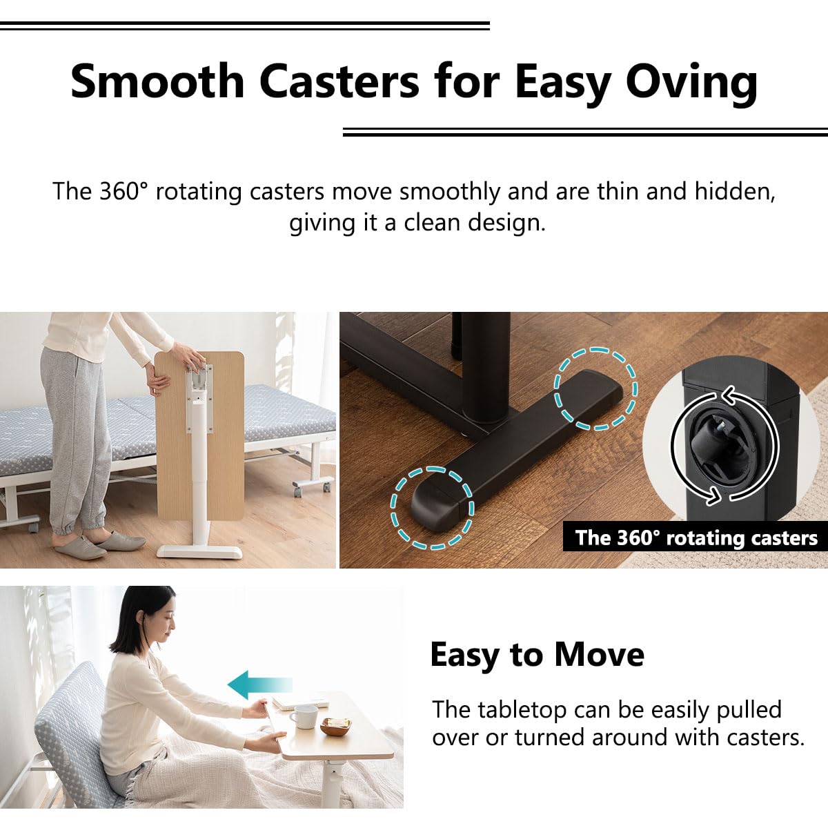 EMOOR Mesa Auxiliar Plegable en C Ciudad (Natural), Altura Ajustable Estructura Metálica Ahorra Espacio Noche Sofá Couch Escritorio para Portátil Snacks