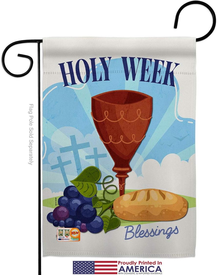 Holy Week Garden Flag Set Wall Hanger Religious Faith Hope Grace Peace Dove Christian Religion Easter Small Decorative Gift Yard House Banner Made in USA 13 X 18.5