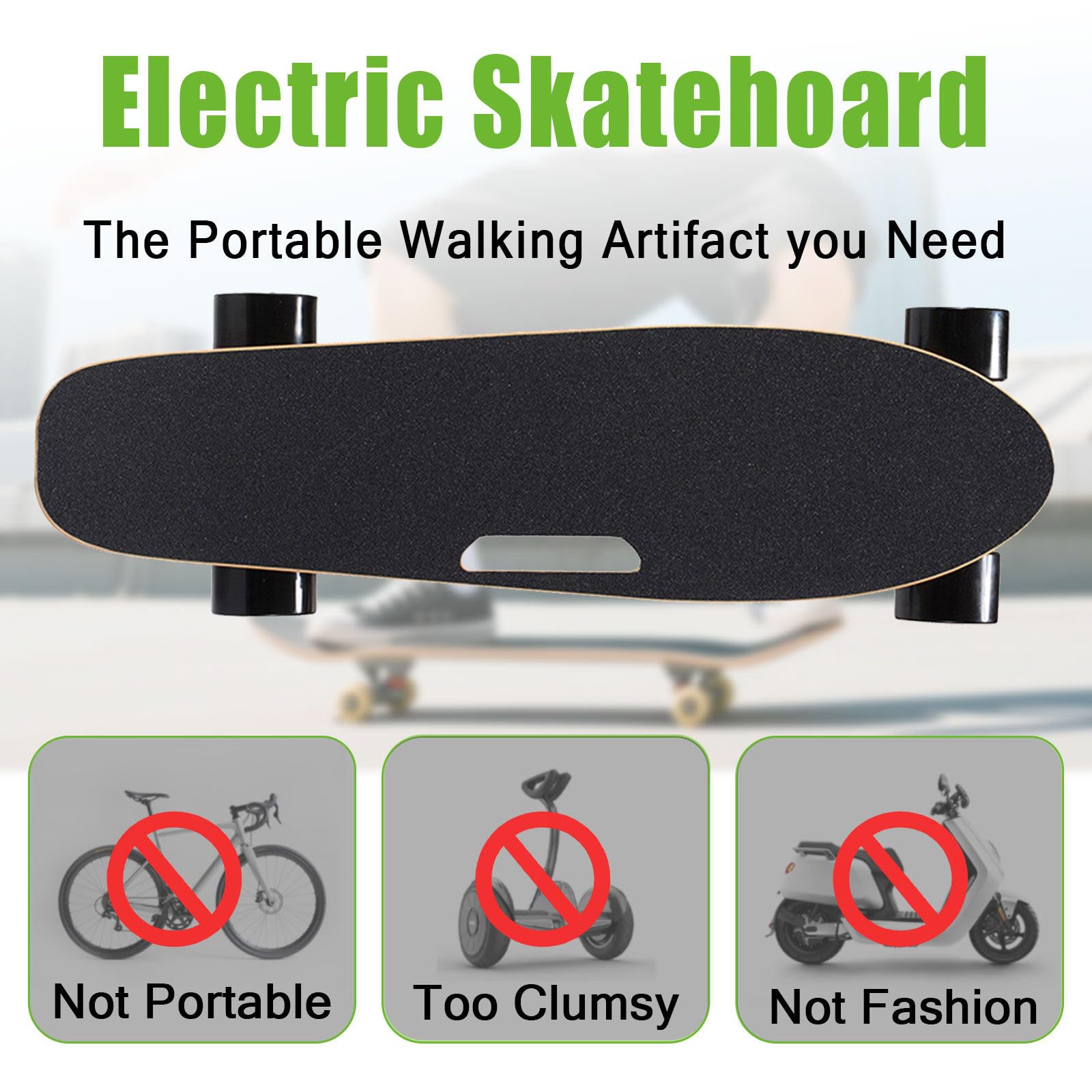 Longboard électrique, Planche à roulettes, avec Moteur hub Simple/Dual, autonomie de 8 à 30 km, Vitesse maximale de 22-40 km/h, capacité de 80-150kg Single-Drive-8km