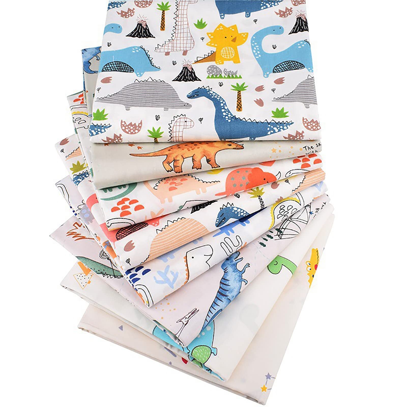 Interfacciamento fusibile Traccia di tessuto Ferro Interfodere termoadesive in tessuto di cotone con stampa di dinosauri da 8 pezzi/set Termoadesivi for cucire patchwork for bambini e ragazzi Panno ad