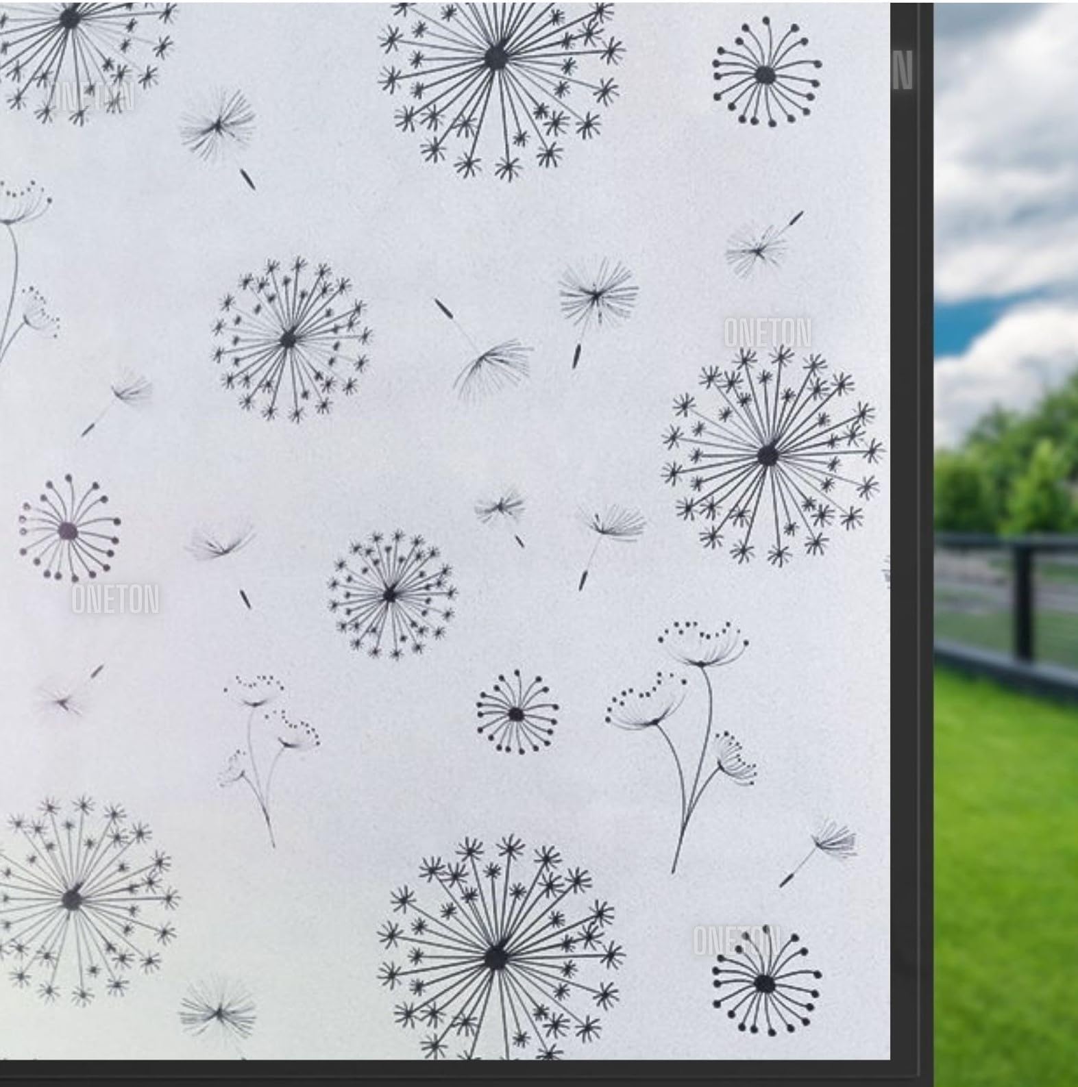 ONETON Premium Frosted Glass Window Film Self Adhesive Decorative Glass Window Privacy Sheet Film UV Control Static Cling Removable Vinyl Privacy Film (White Snow Frosted, 12x80 Inch)