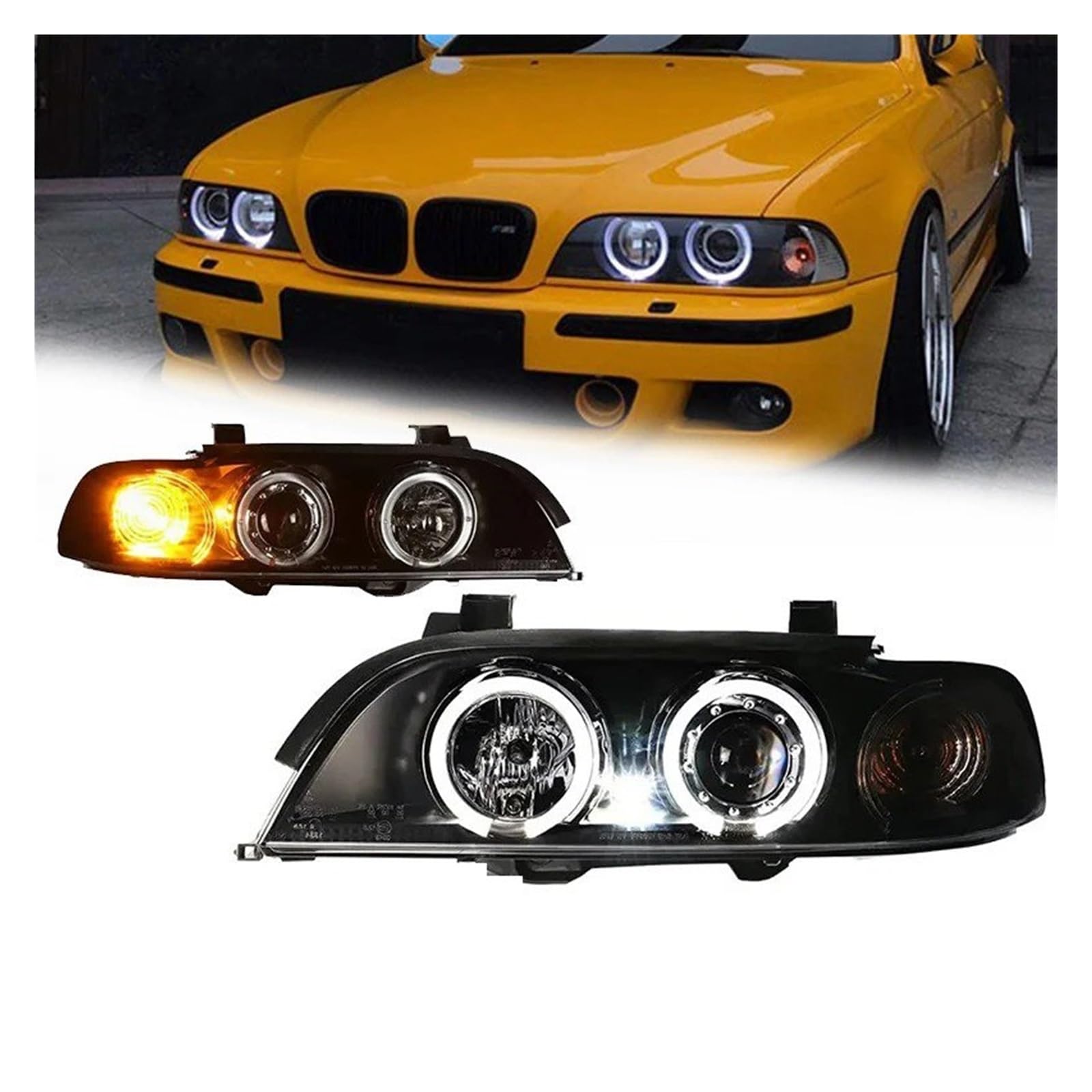 Faro Proiettore Anteriore 1 Coppia Per Fari Anteriori LED Per Serie 5 E39 520i 1995-2003 Accessori Per Lenti Proiettore(High beam halogen)