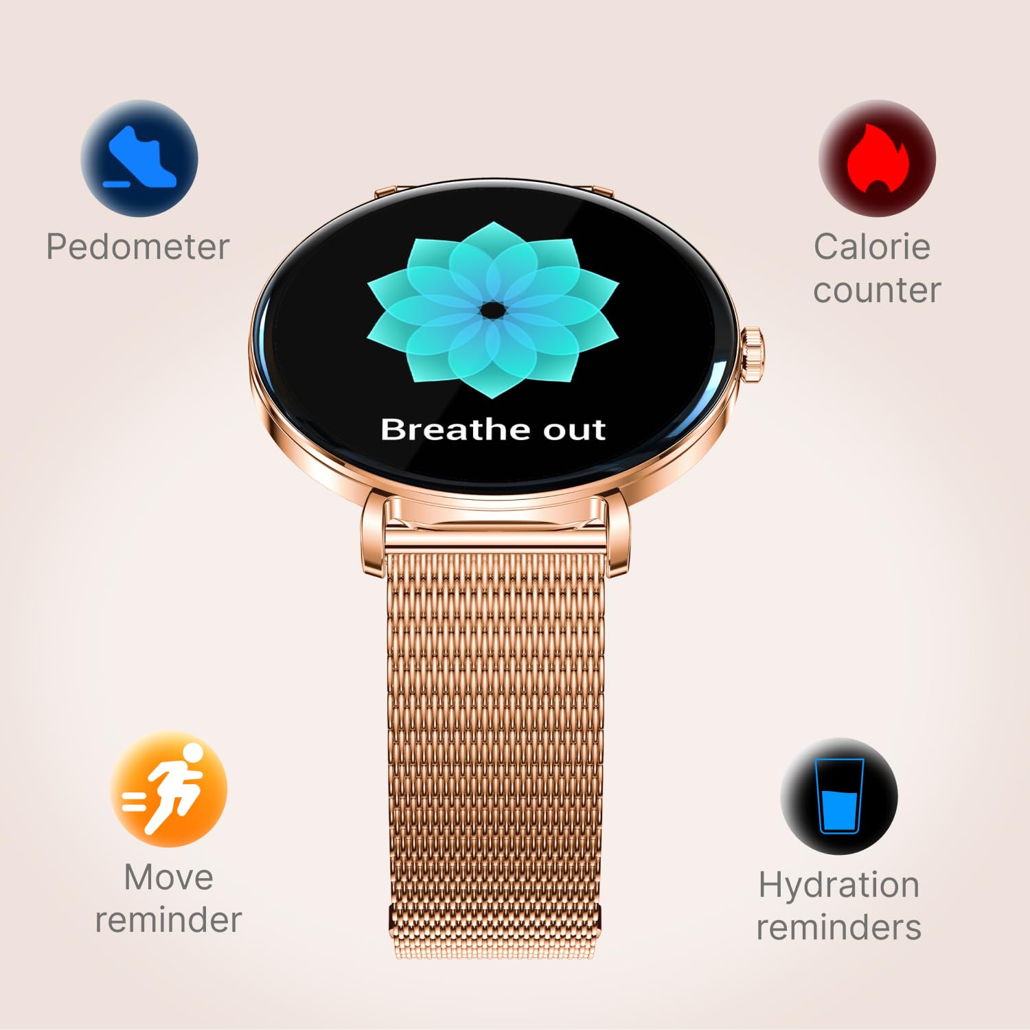 Forever Smartwatch Lucca SB-370 - Zegarek Damski z Funkcją Dzwonienia, Wodoodporny, Sportowy, Kobiecy Dodatek, Dwa Paski, Modny Wzór Panterka, Rosegold, Zegarek na Ręke