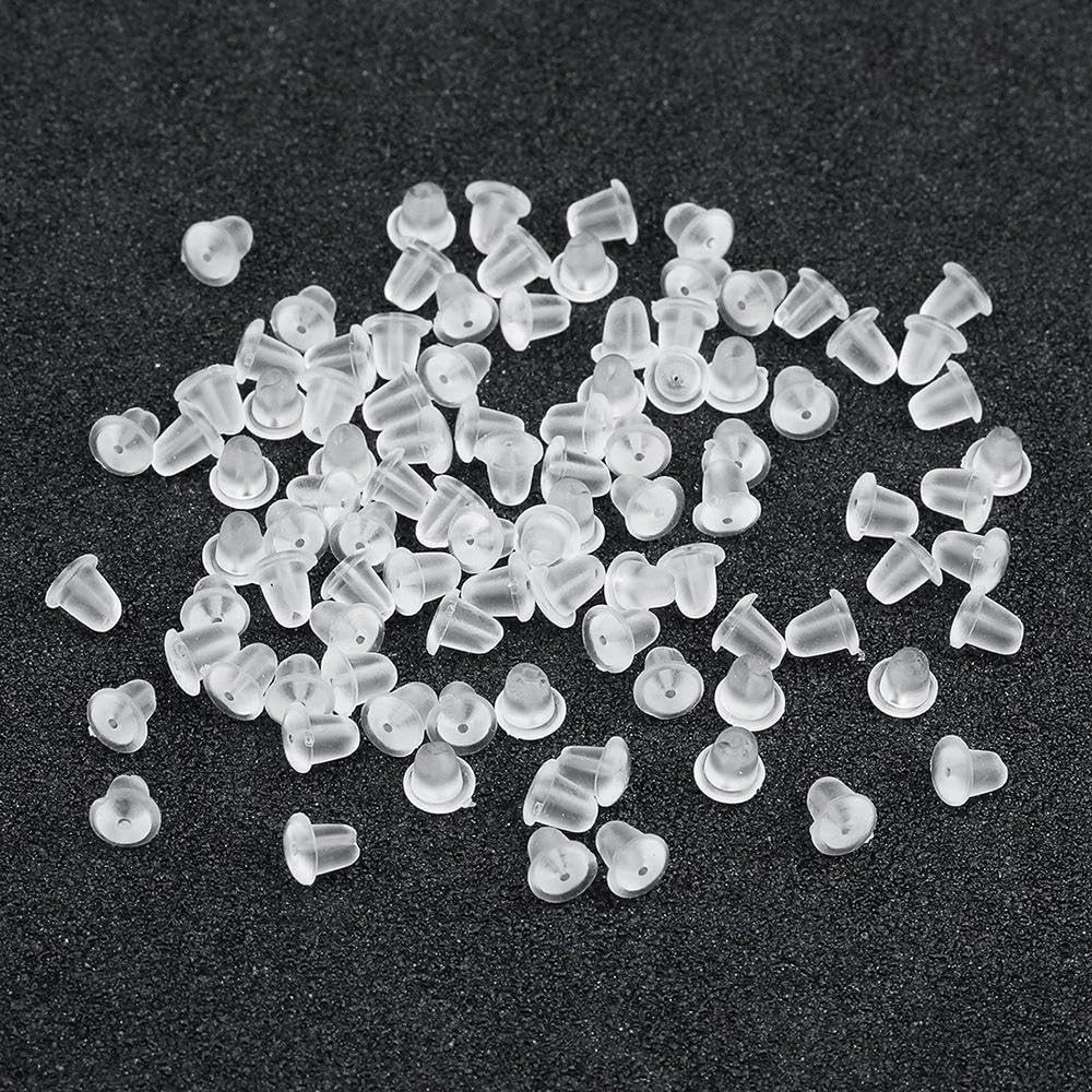 Small Soft Rubber Clear Silicone Earring Backs – Bullet Clutch Stoppers for Studs & Hoops – Invisible Cone-Shaped Earring Nuts (100)-image-49