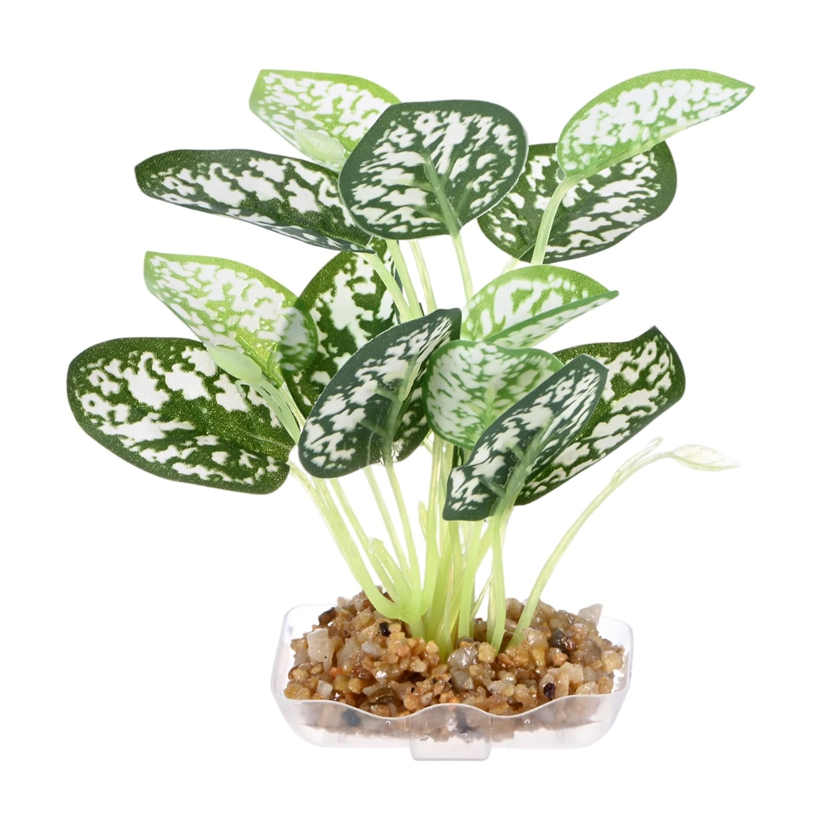 M METERXITY 1-Pack Aquarium Plant, Small Plastic Artificial Plant Water Grass Fish Hide Accessories for Aquarium Decoration/Fish Tank Decoration/Terrarium [Style 2, White]