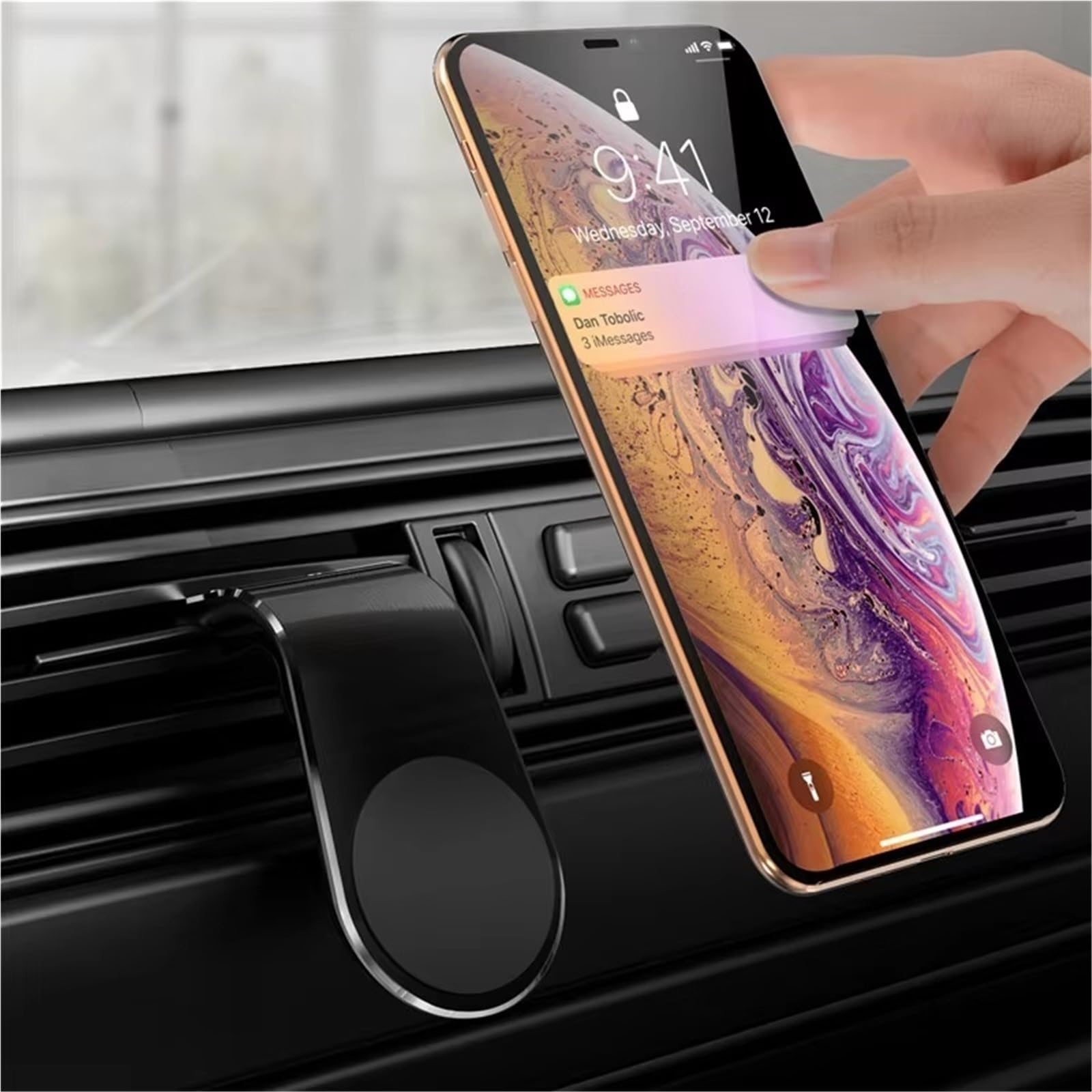 para iPhone Accesorios Universales Soporte Magnético Eléfono Automóvil Soporte Clip Ventilación Aire Teléfono Celular Cuna Soporte Móvil Coche(Silvery)