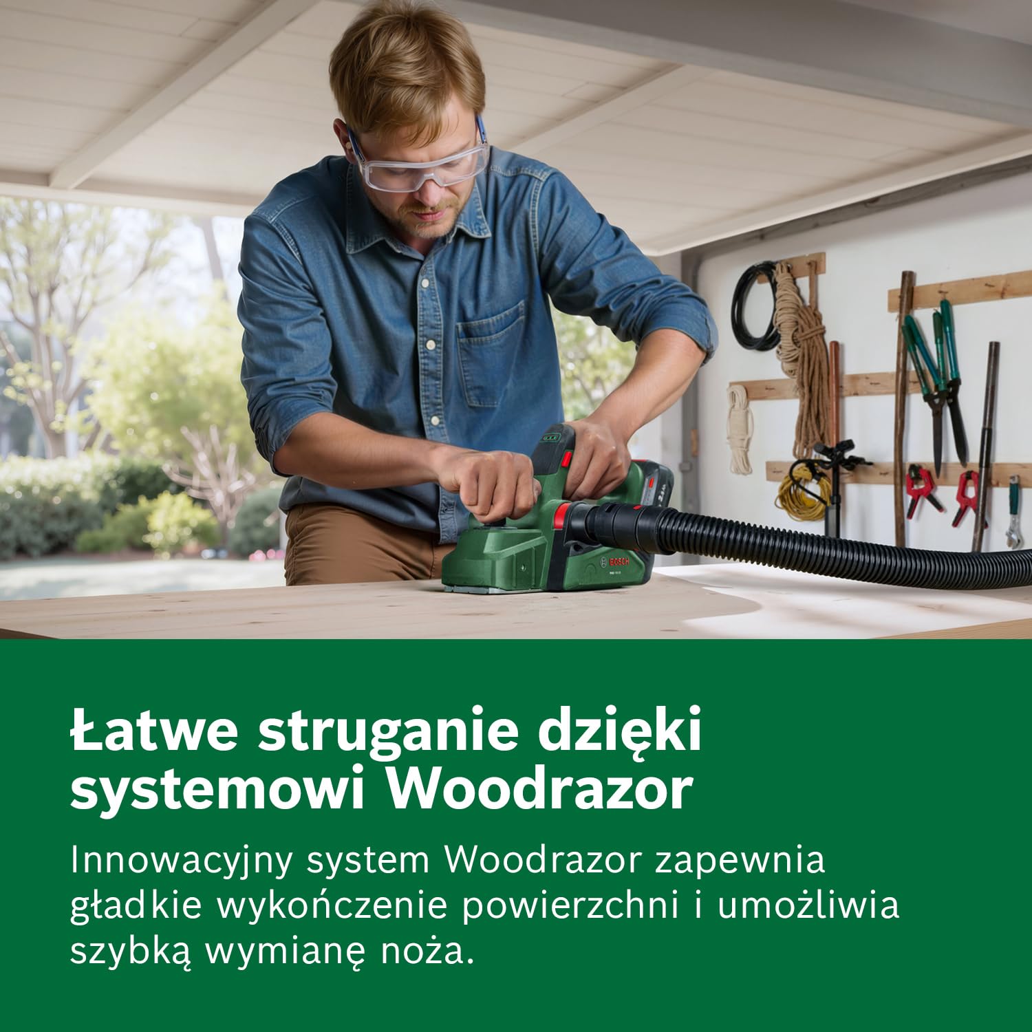 Bosch 18V System Strug akumulatorowy PHO 18V-20 (elastyczne struganie pod różnymi kątami, łatwa wymiana noża, worek na pył)